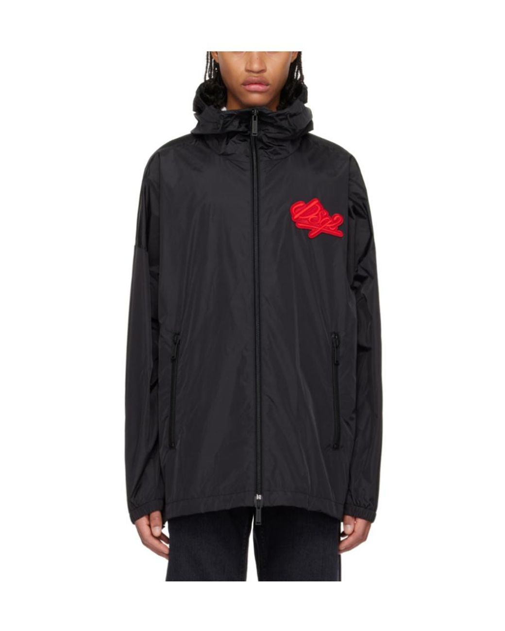 DSquared² Black Logo Patch Zipped Jacket for men