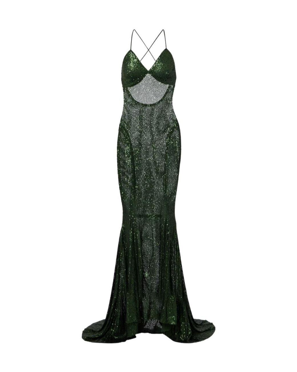 Norma Kamali Green Sequined Gown