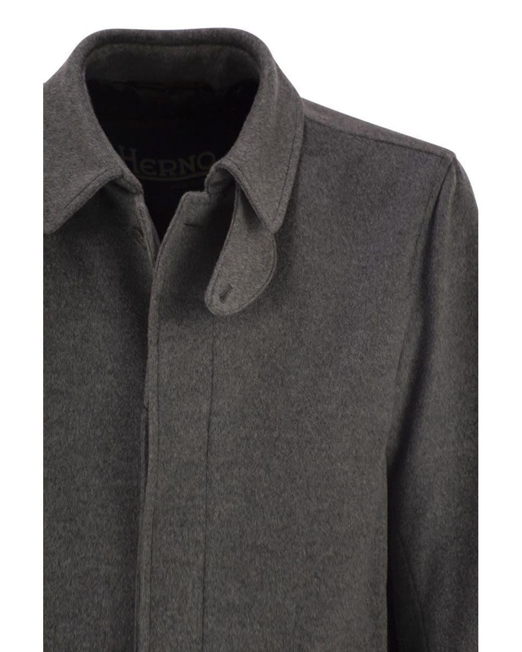 Herno Gray Long-Sleeve Coat for men