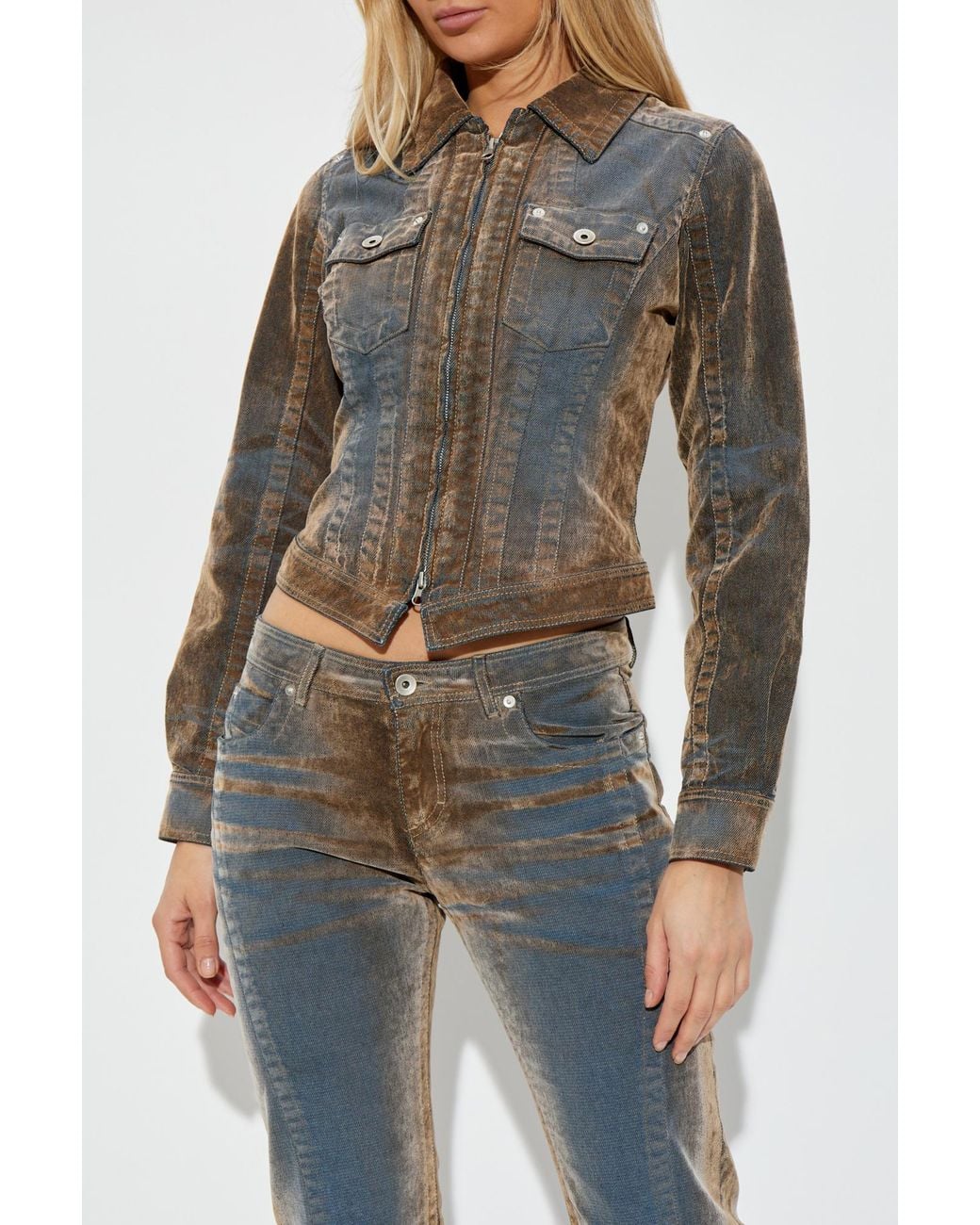 KNWLS Gray Velvet Finish Denim Jacket