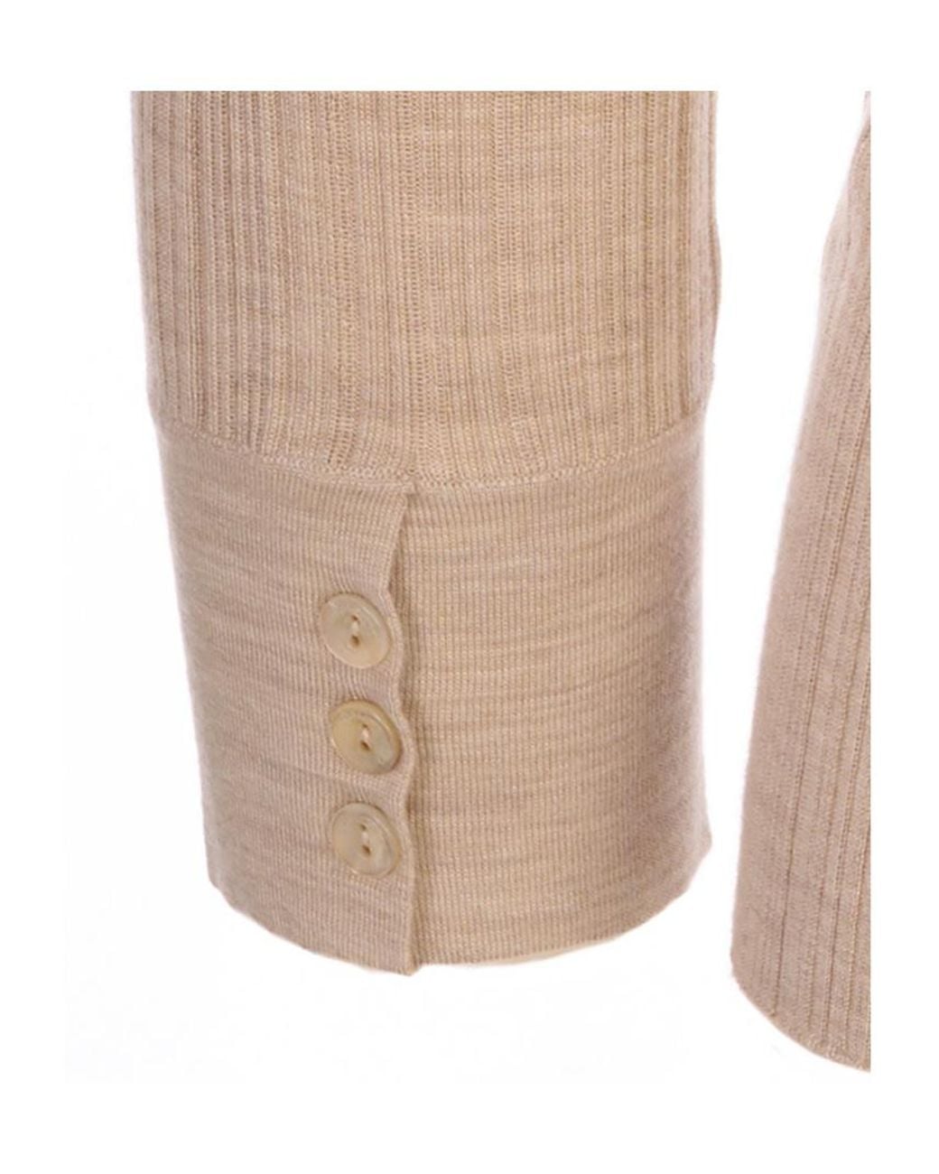 Agnona Natural Ribbed-Knit Buttoned-Cuff Sweater
