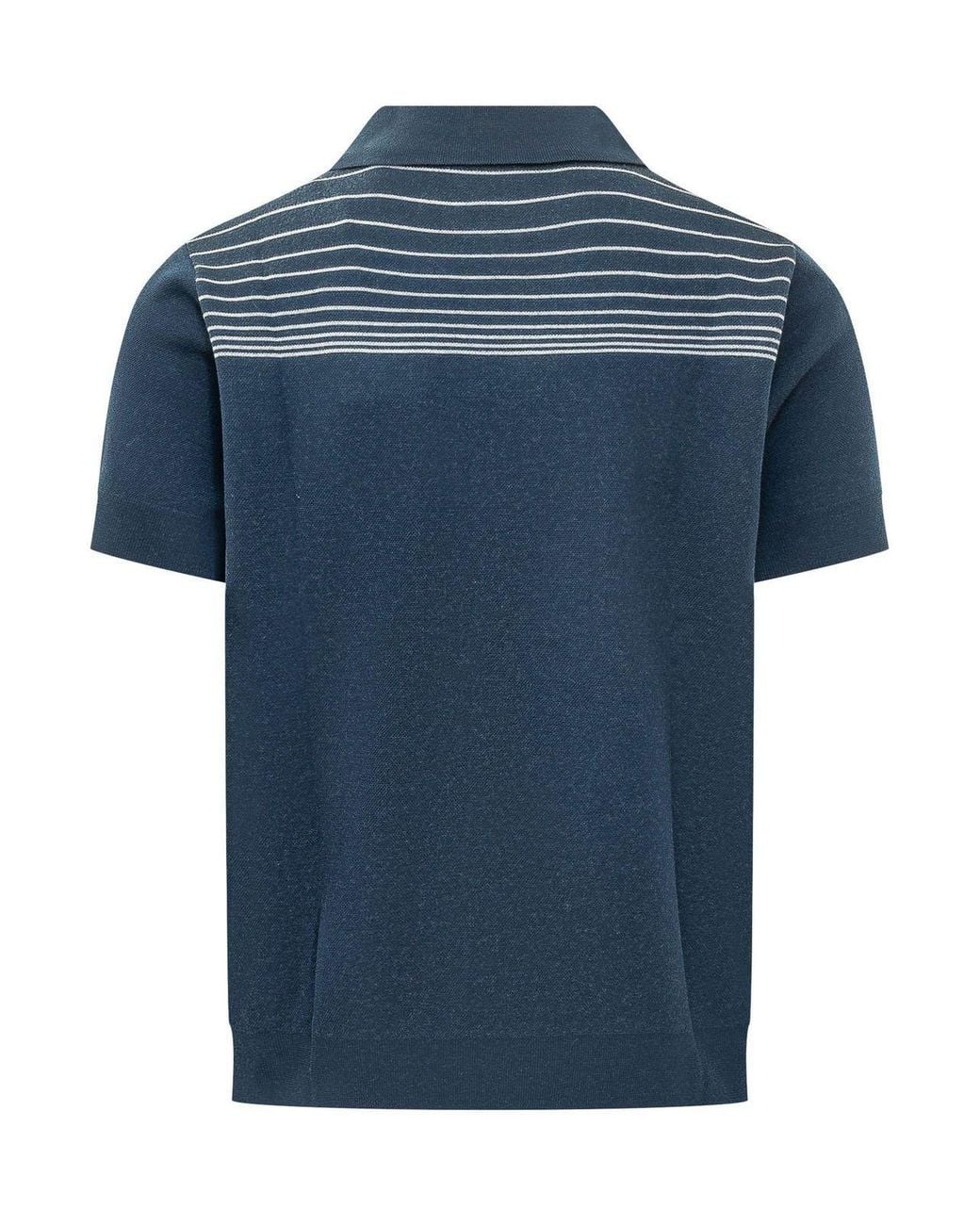 Casablanca Blue Pyramid Jacquard Zip Polo Shirt for men