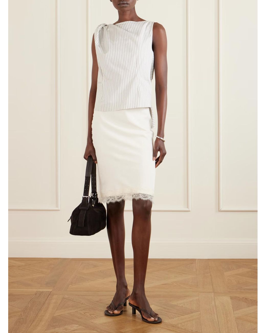 Rohe White Draped Stripe Top