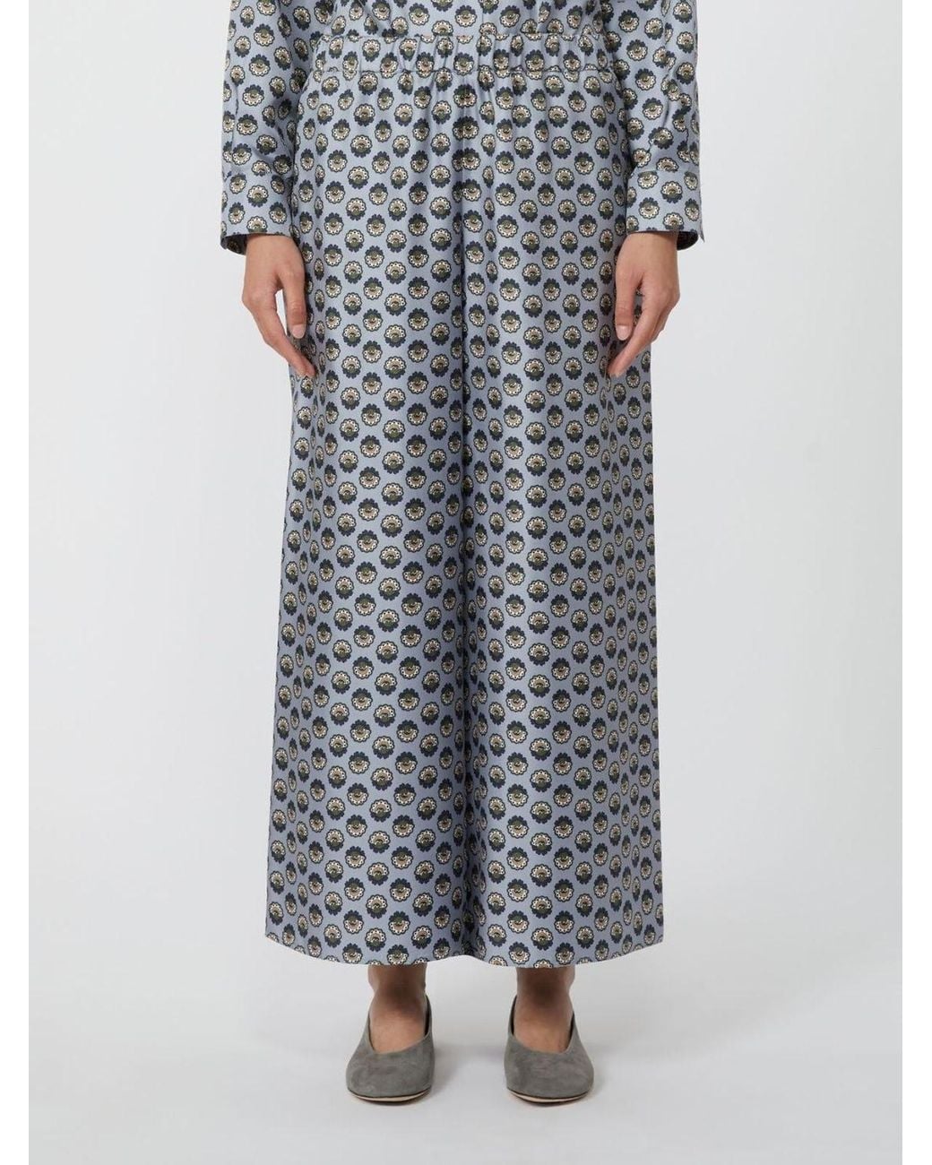 Weekend by Maxmara Gray Wide-Fit Silk Trousers