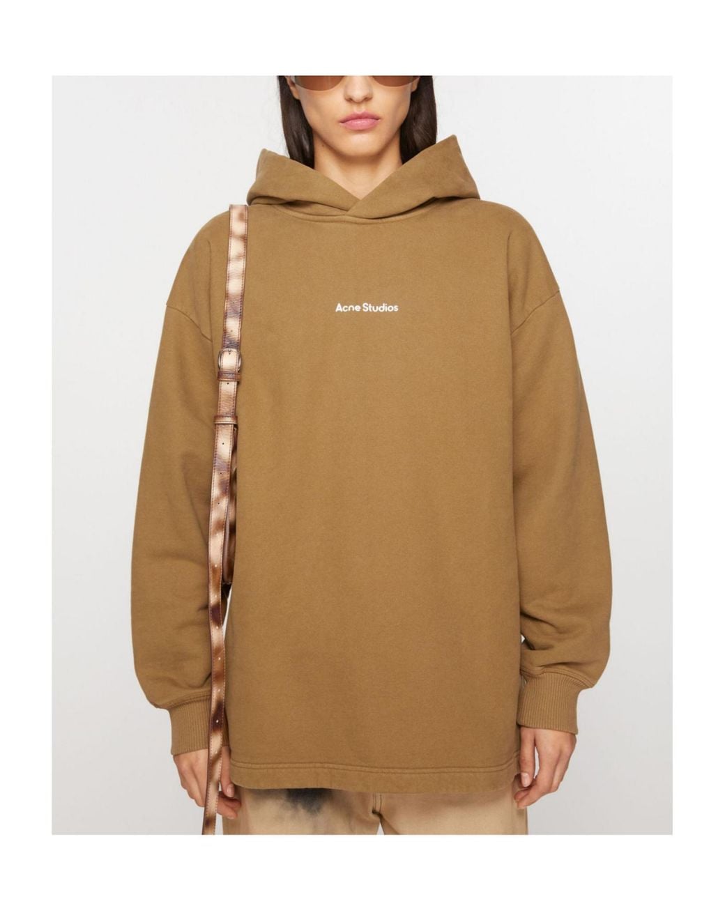 Acne Natural Logo Printed Drop Shoulder Hoodie