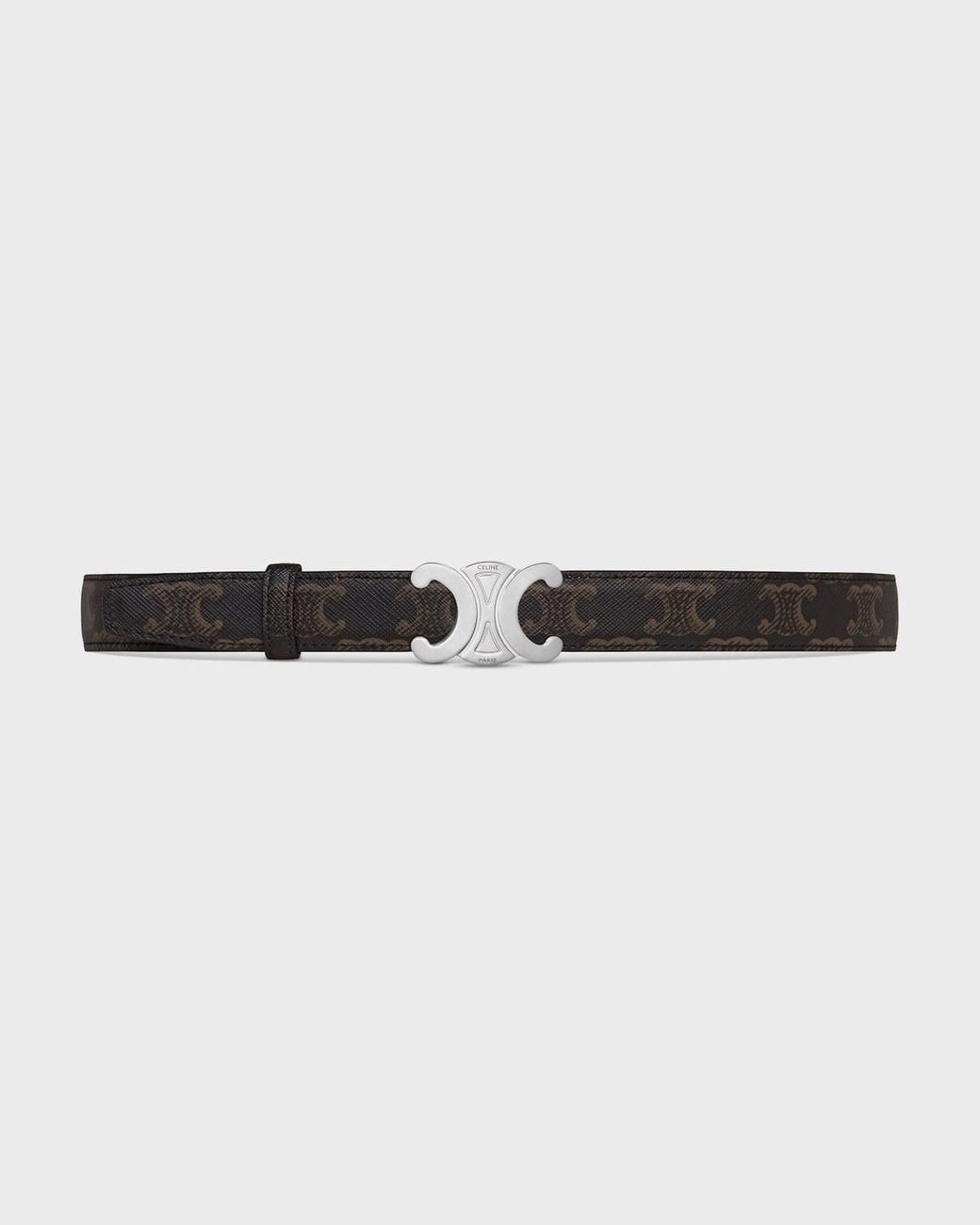 Céline White Triumphal Brand Belt Buckles And Reversible Leather Belts