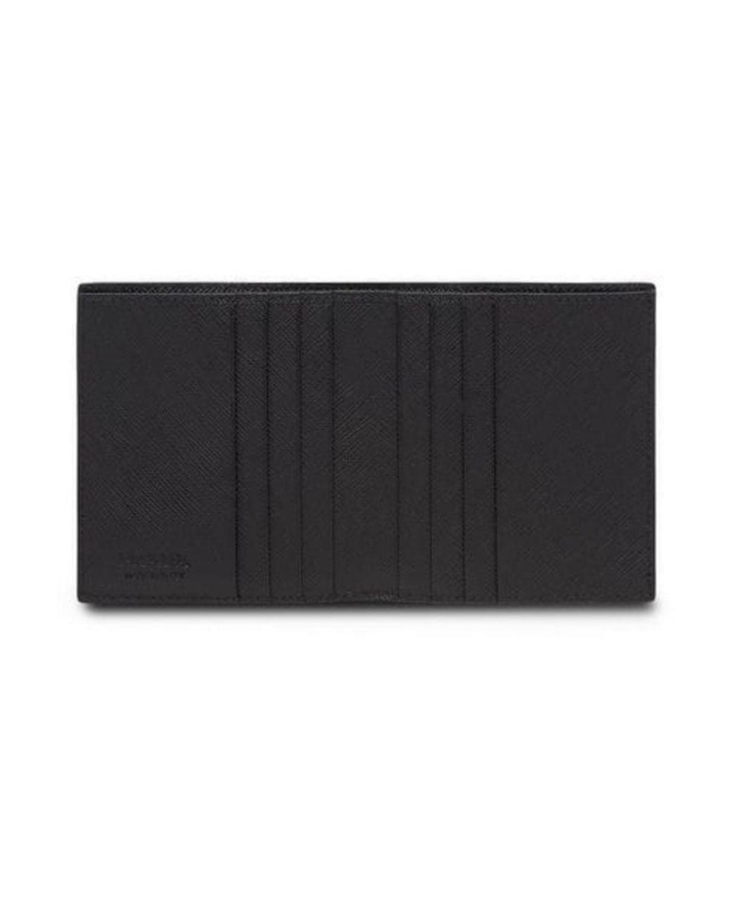 Prada Black Logo Plaque Bi-Fold Wallet for men