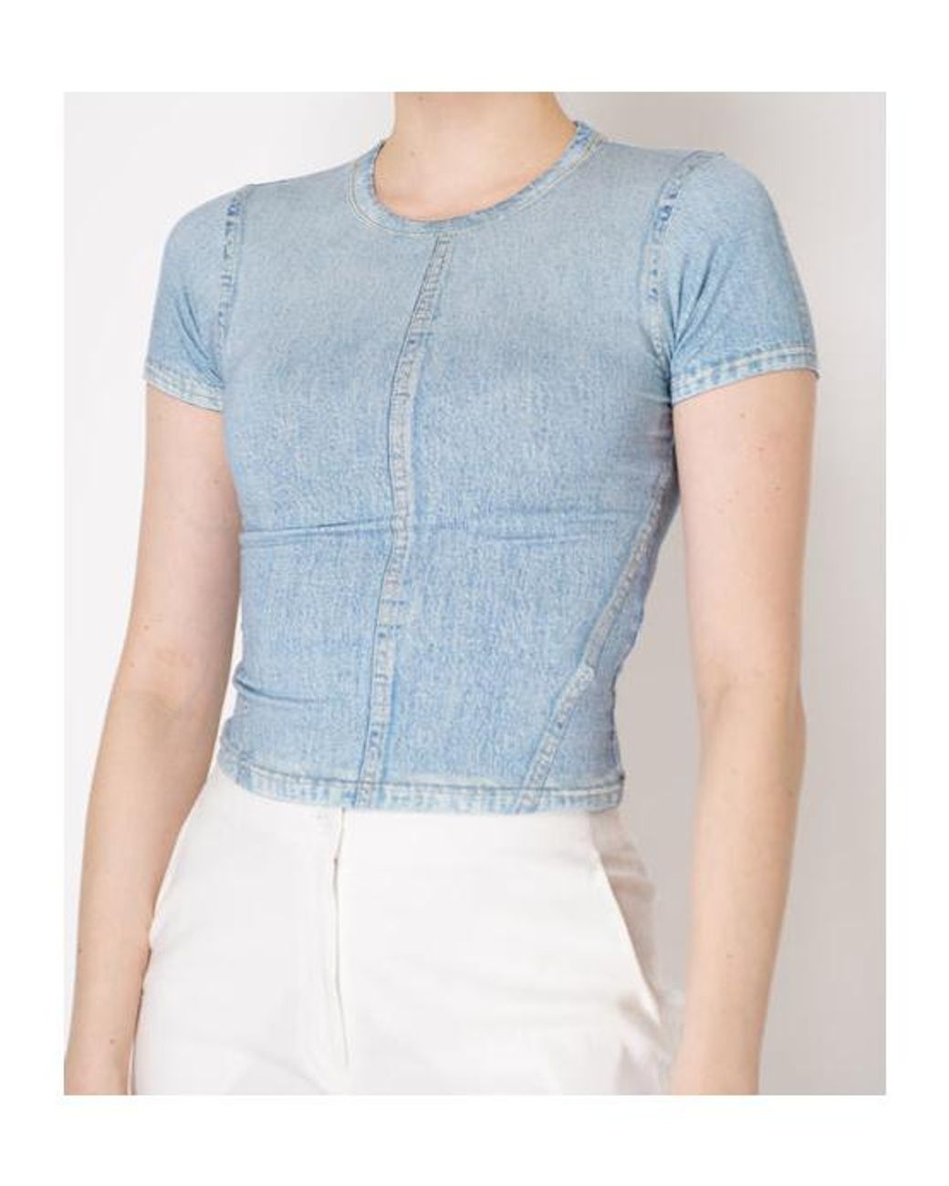 Rag & Bone Blue Crewneck Short-Sleeved Denim T-Shirt