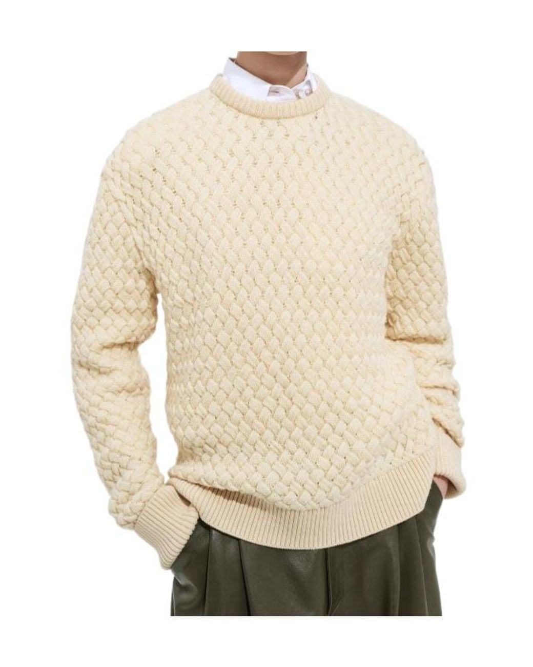 Bottega Veneta White Intrecciato Wool Sweater