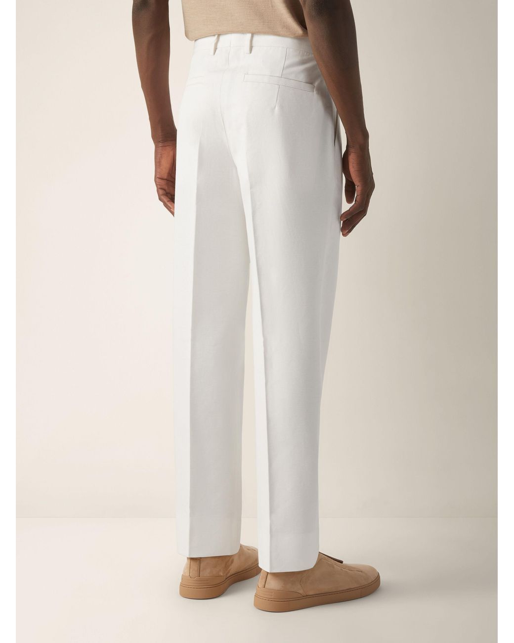 Zegna White Pleated Slim Pants for men