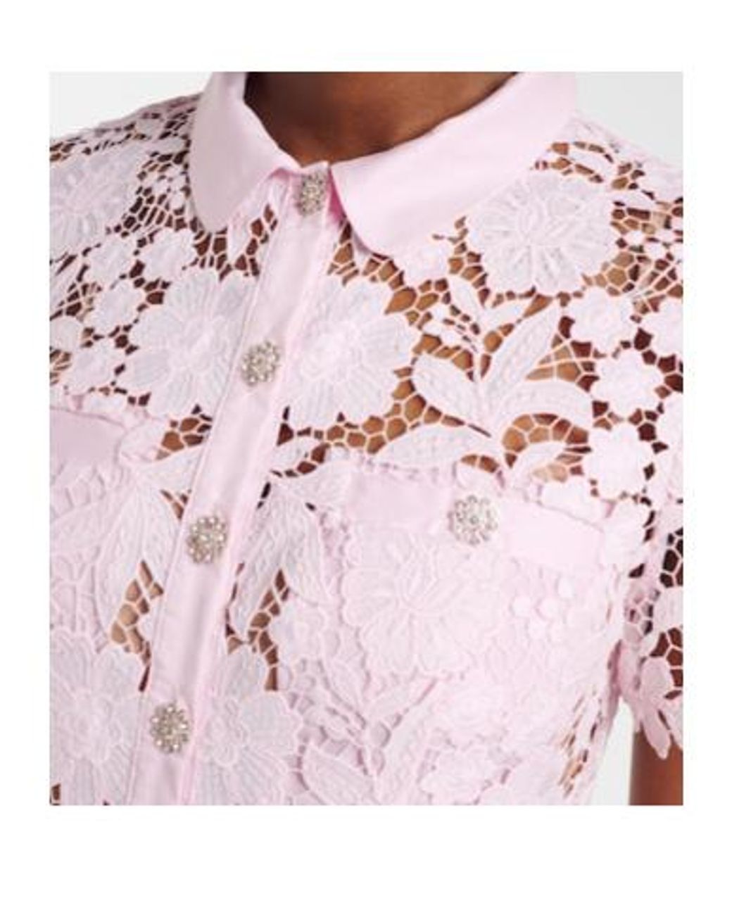 Self-Portrait Pink Belted Lace Shirt Dress