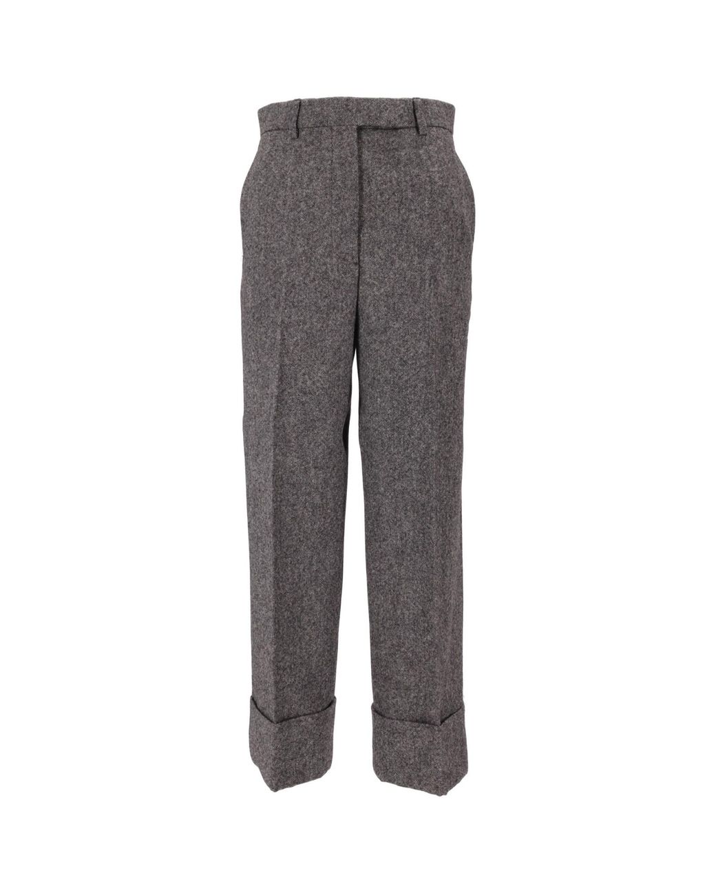 Thom Browne Gray High-Waist Straight-Leg Trousers