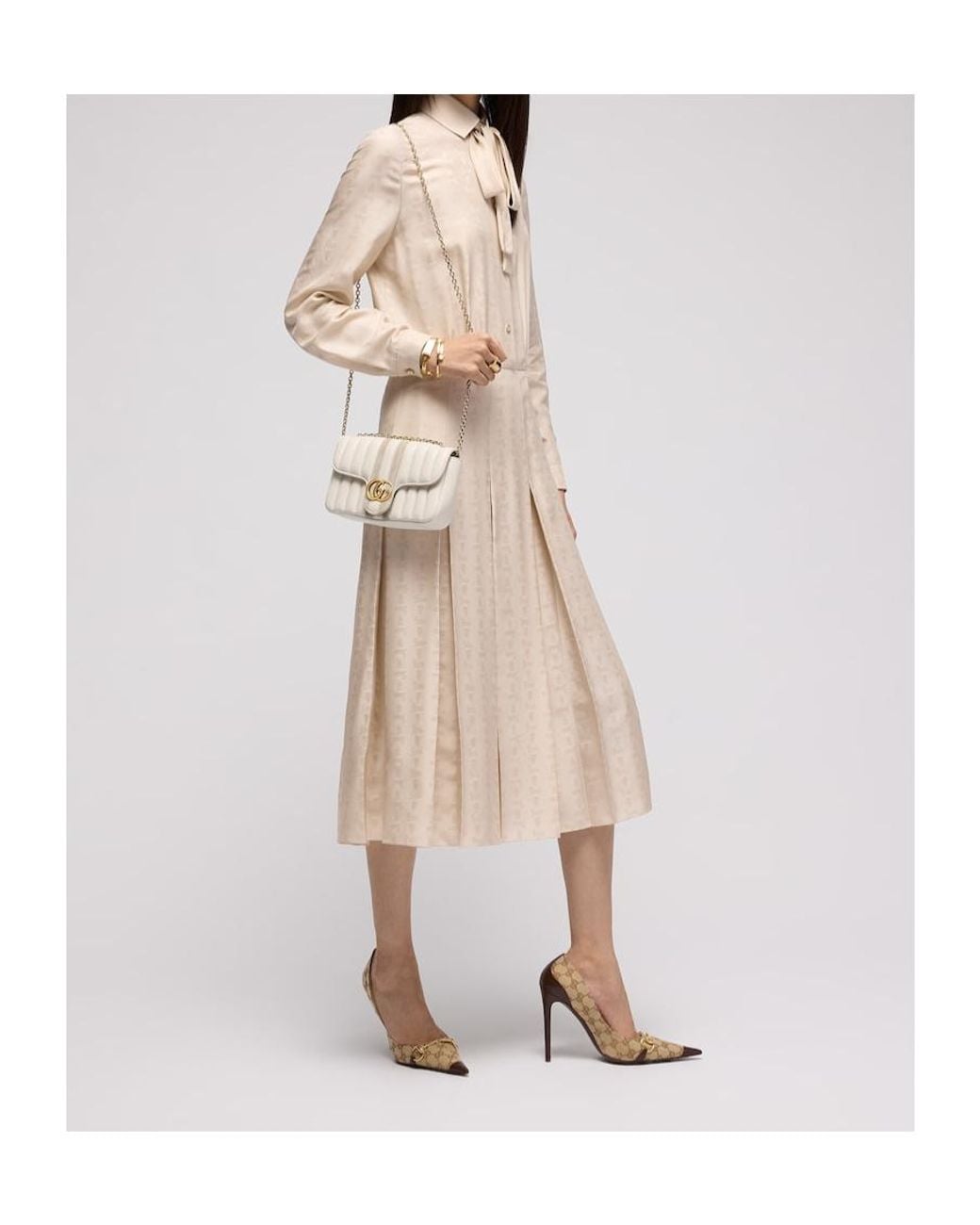 Gucci Natural Jetset Gg Marmont Small Shoulder Bag