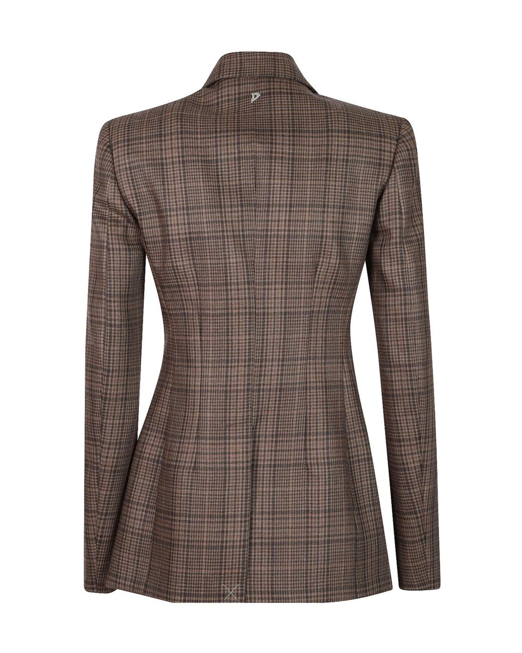 Dondup Brown V-Neck Checked Jacket