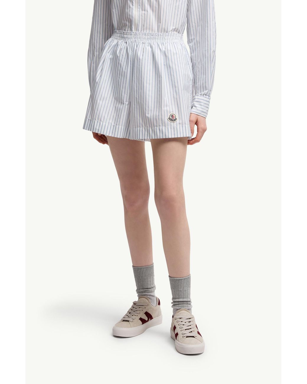 Moncler White Striped Shorts