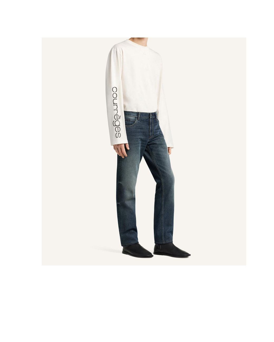 Courreges Natural Logo-Print Long-Sleeve T-Shirt for men