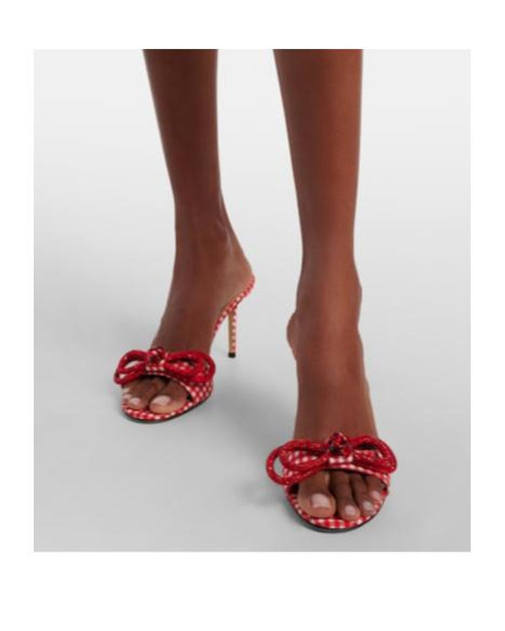 Mach & Mach Pink Double Bow 85 Gingham Mules