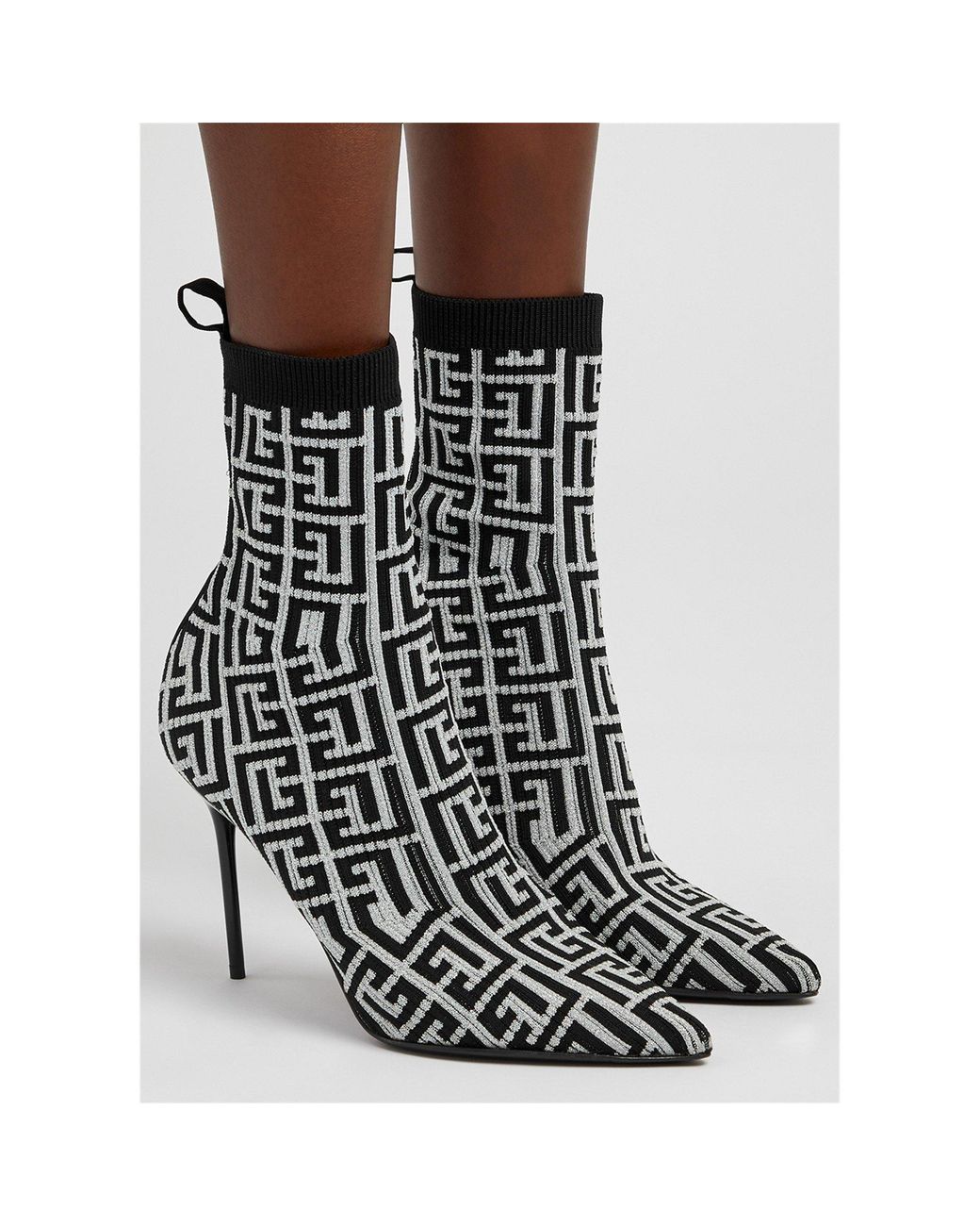 Balmain Black Stretch-Knit Ankle Boots