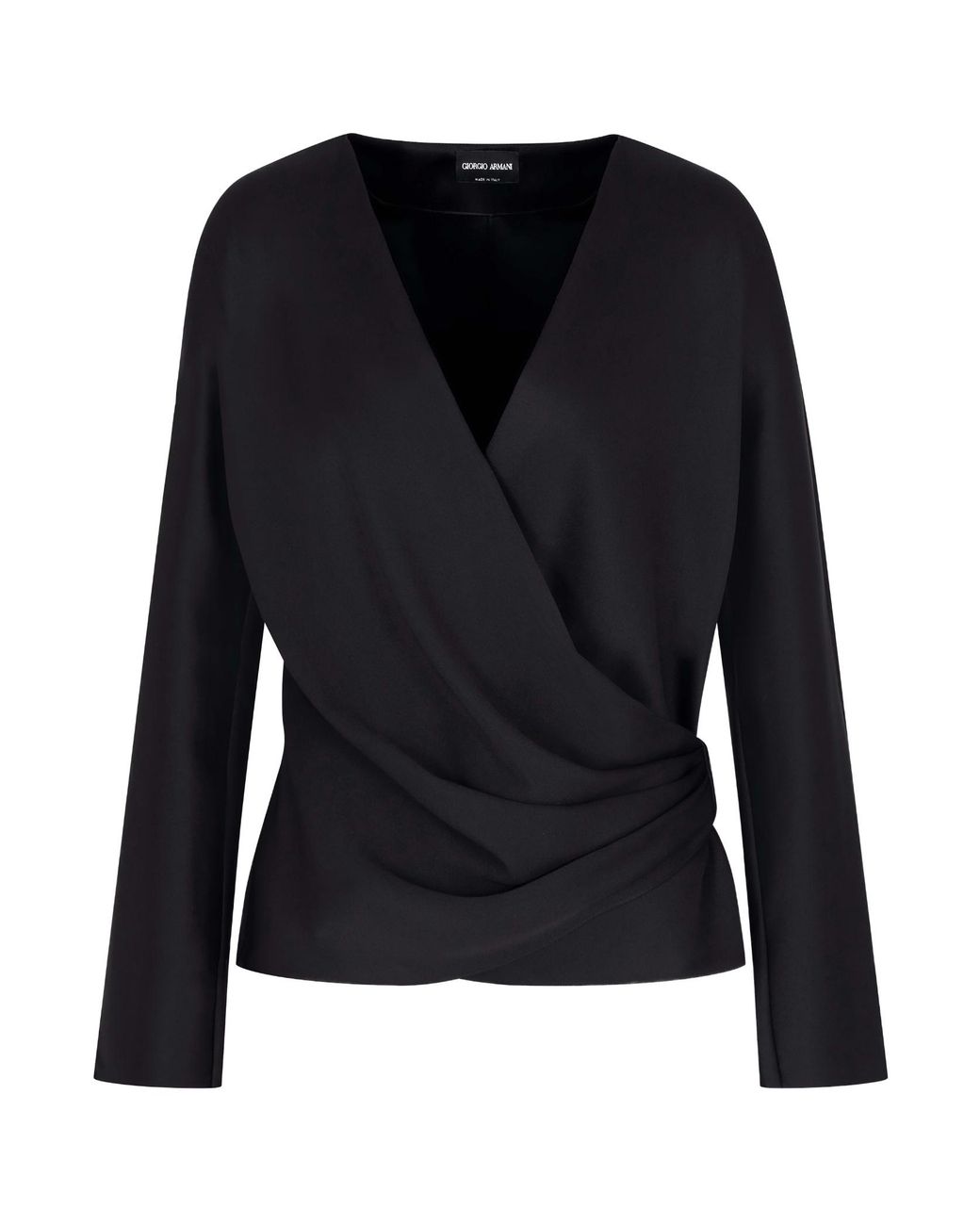 Giorgio Armani Black Wrap Design Draped Blouse