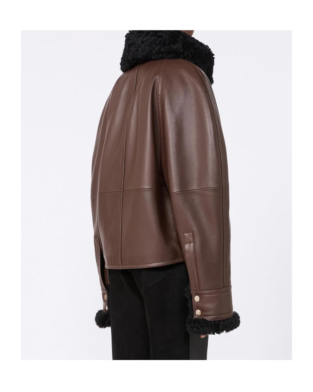 Sportmax Brown Short Padded Leather Jacket