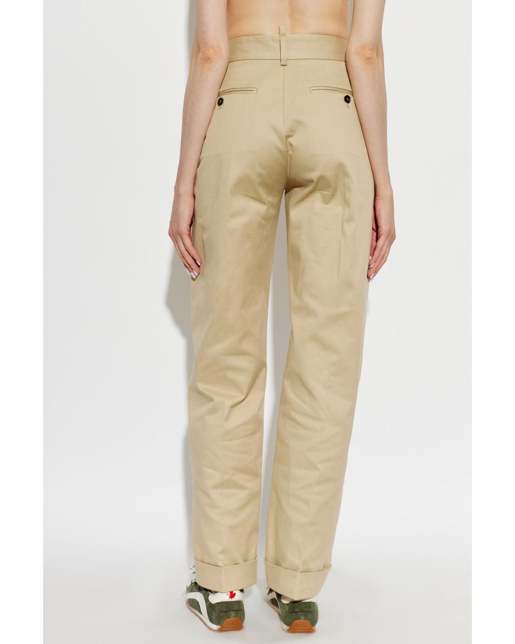 DSquared² Natural Creased Straight-Leg Pants