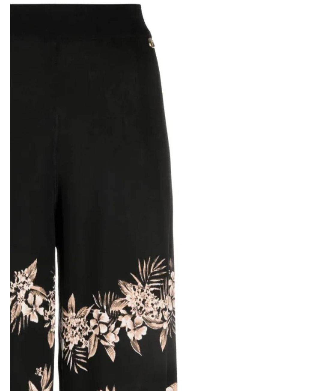 Twinset Black Floral-Motif Cropped Knitted Trousers