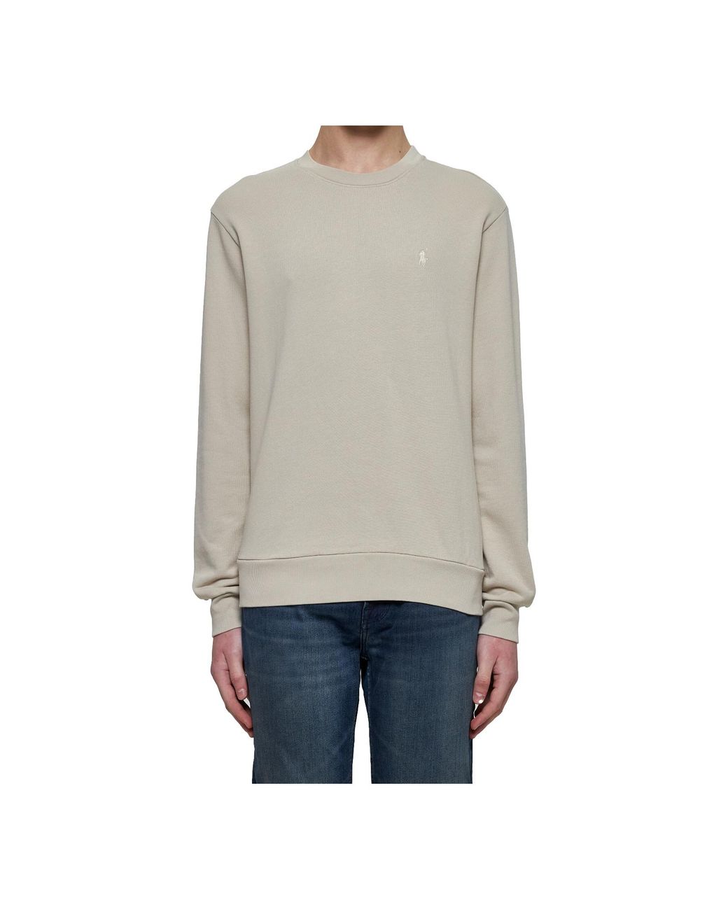 Polo Ralph Lauren White Loopback Fleece Sweatshirt for men