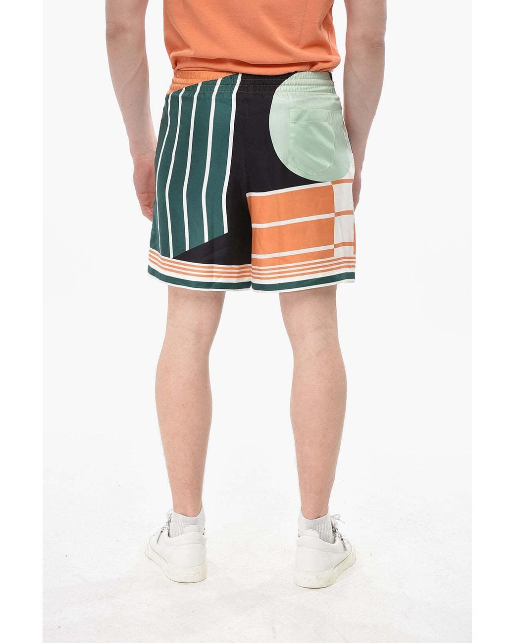 Casablanca Blue Patterned Shorts With Elastic Waistband for men
