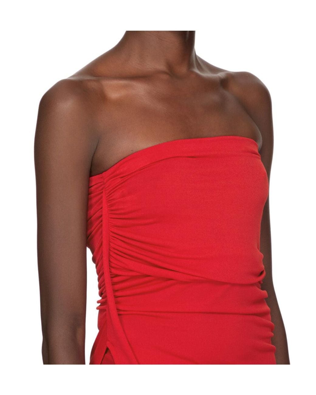 Rick Owens Red Draped Slit Top