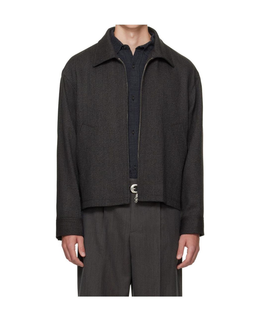 mfpen Black Mail Striped Zip Jacket for men
