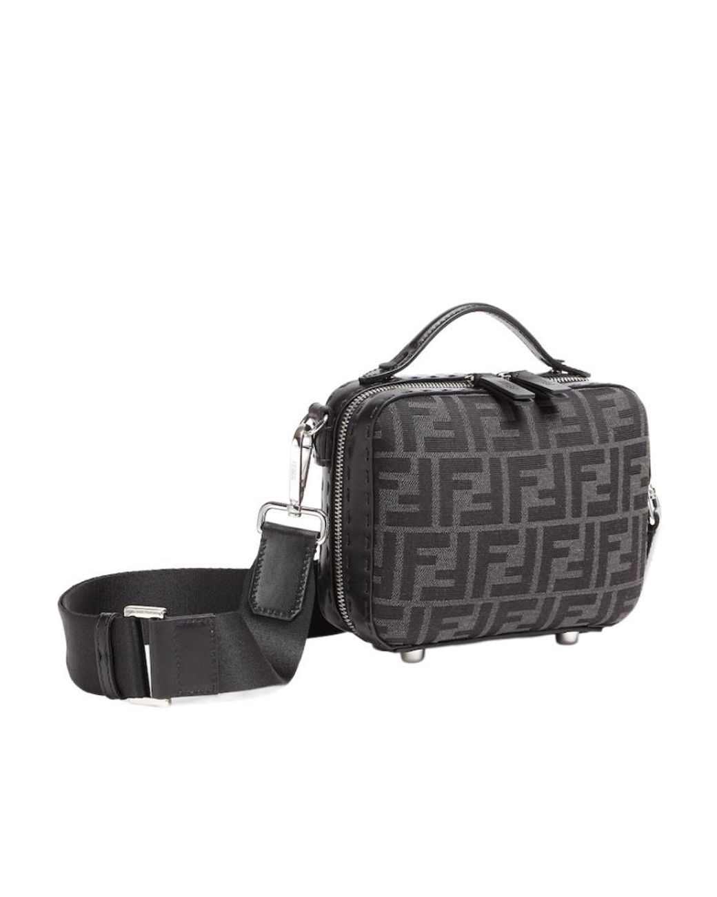 Fendi Gray Ff Jacquard Zipped Mini Tote Bag for men