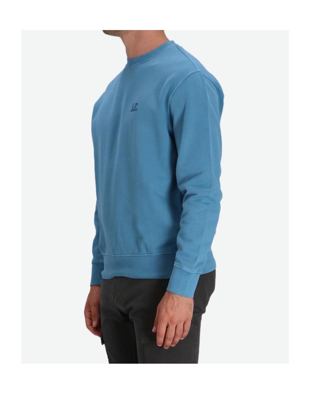 C P Company Blue Embroidered Crew-Neck Sweatshirt for men