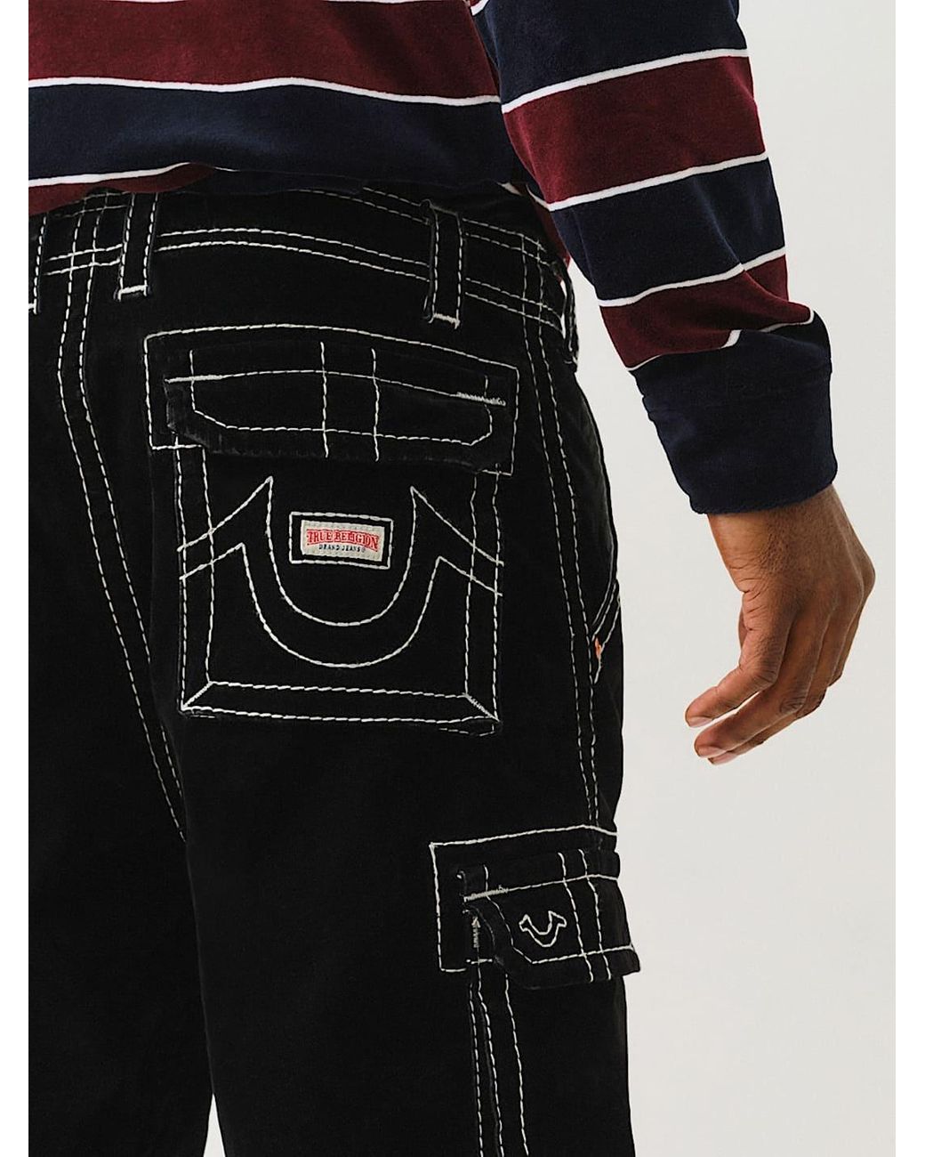 TRUE RELIGION Velvet Big T Cargo Baggy Pant in Black for Men | Lyst