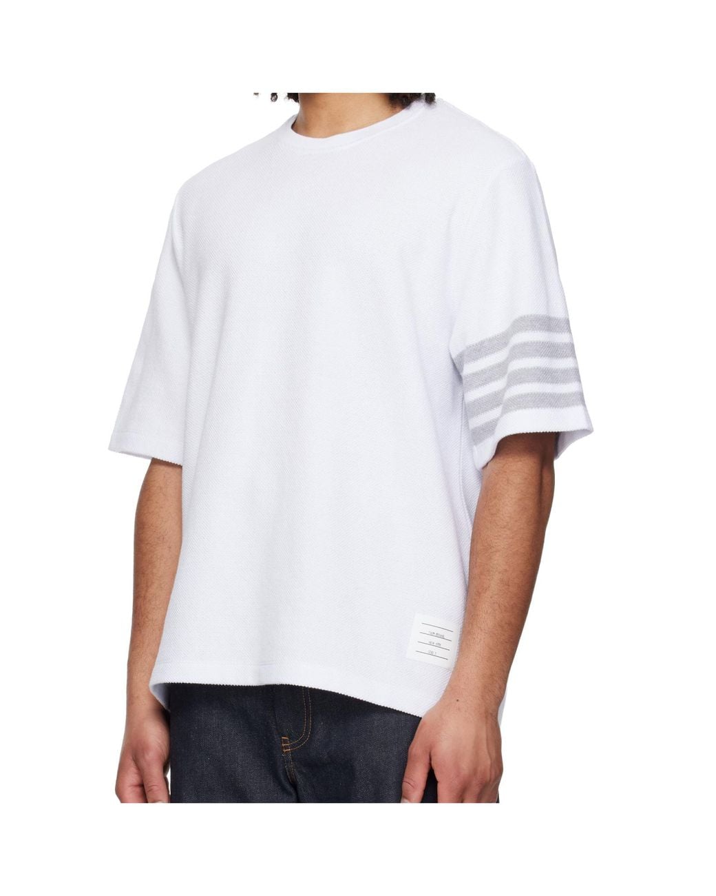 Thom Browne White Short Sleeve Crewneck T-Shirt for men