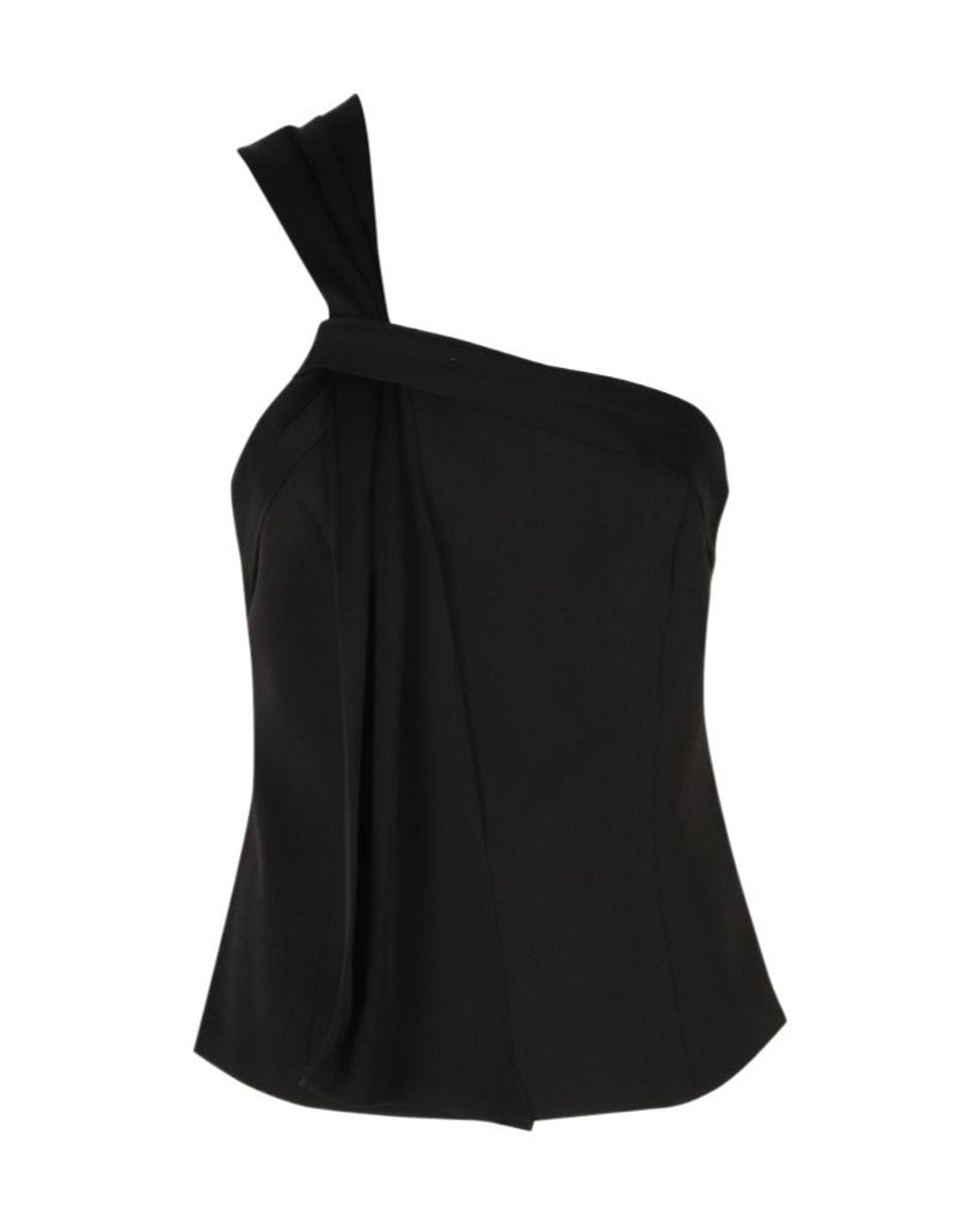 FEDERICA TOSI Black Draped One-Shoulder Top