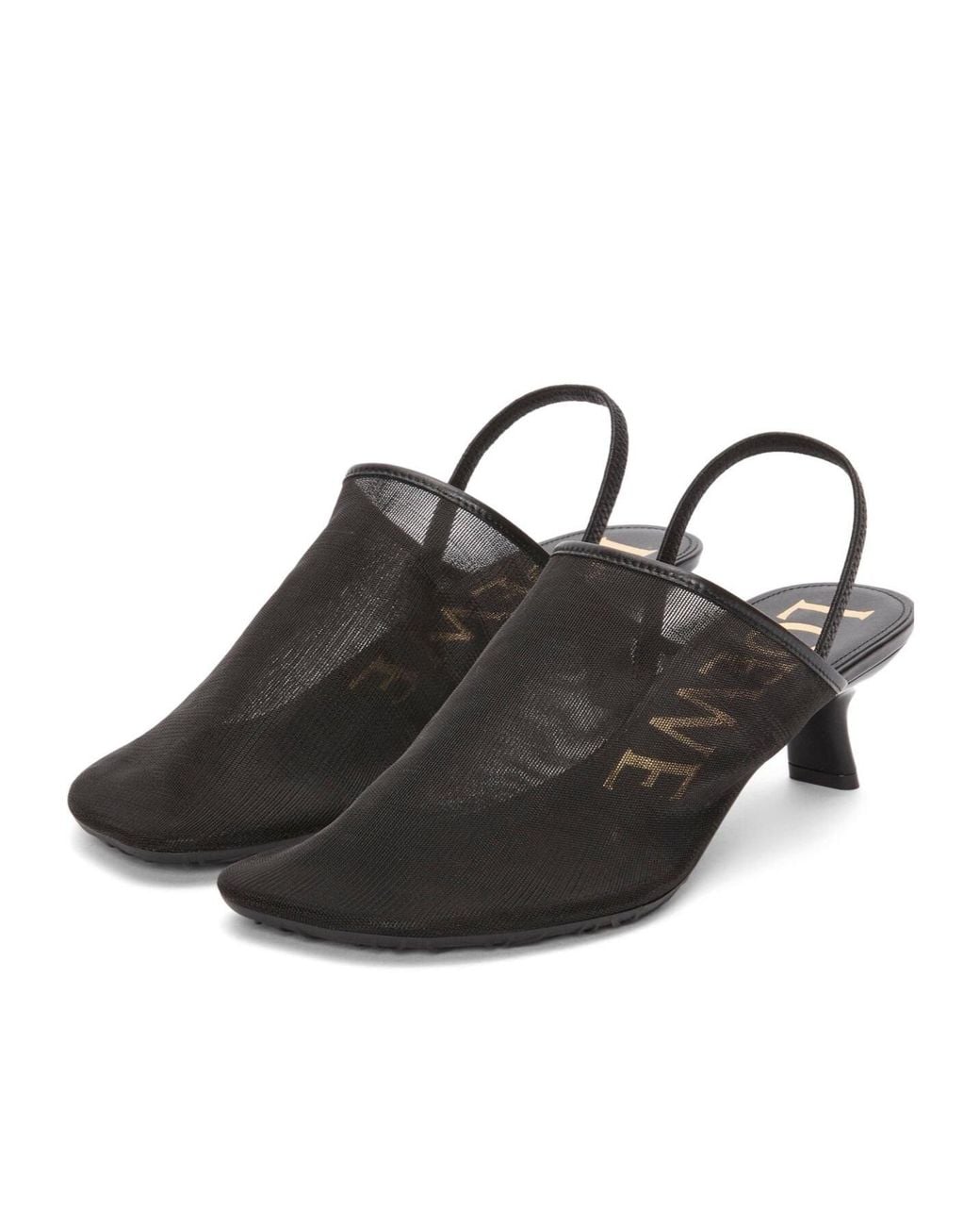 Loewe Black Petal Slingback Heeled Sandals