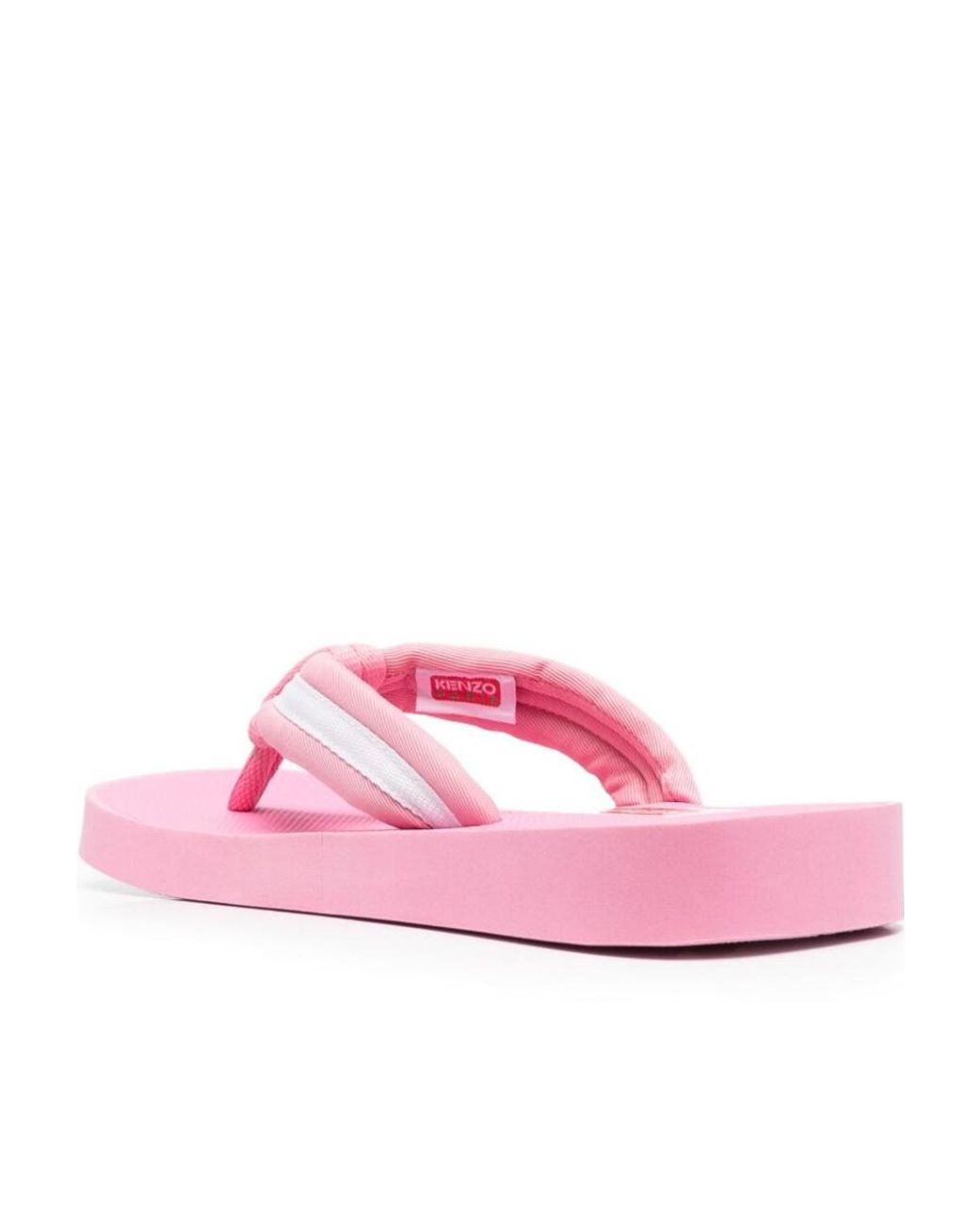 KENZO Pink Logo-Patch Striped Slip-On Flip Flops