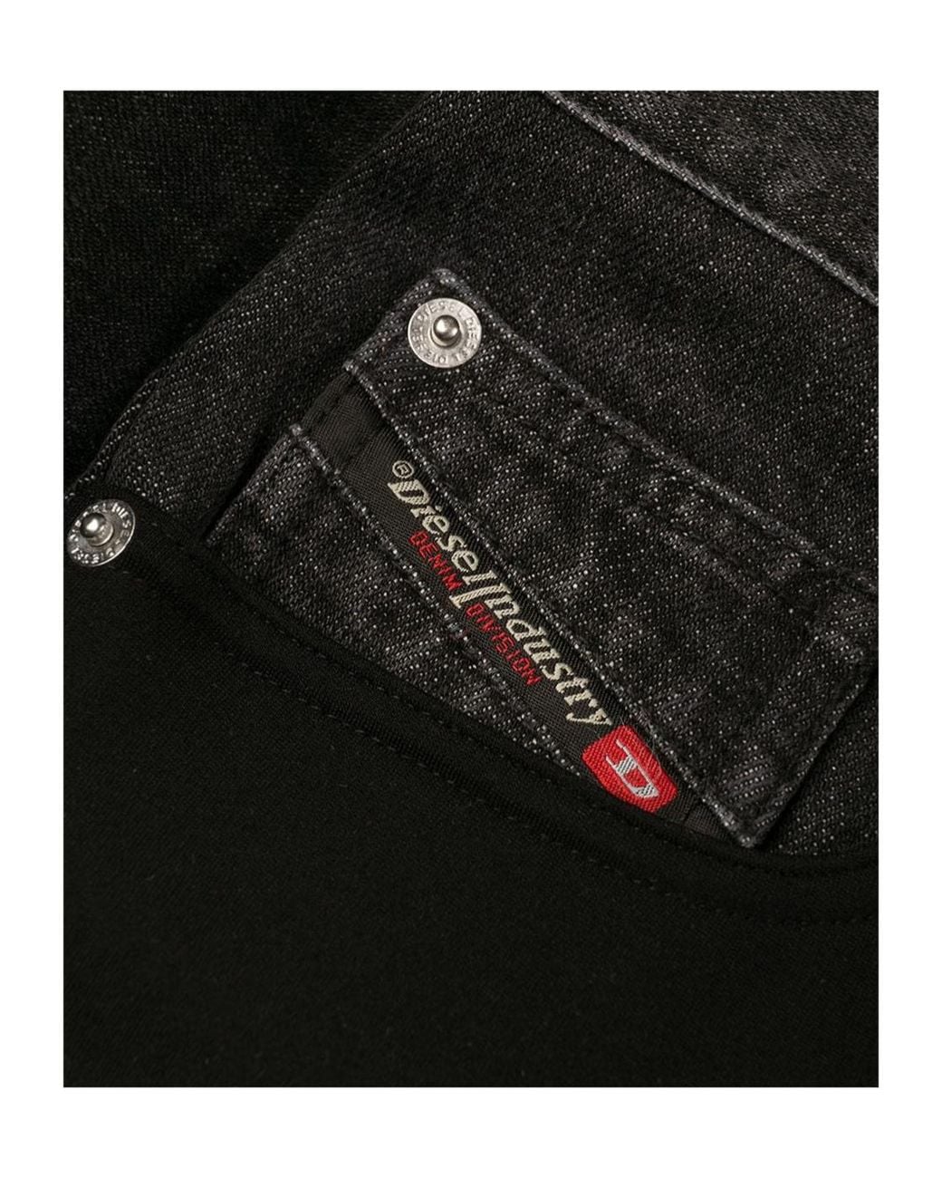 DIESEL Black Contrast-Waist Straight-Leg Pants