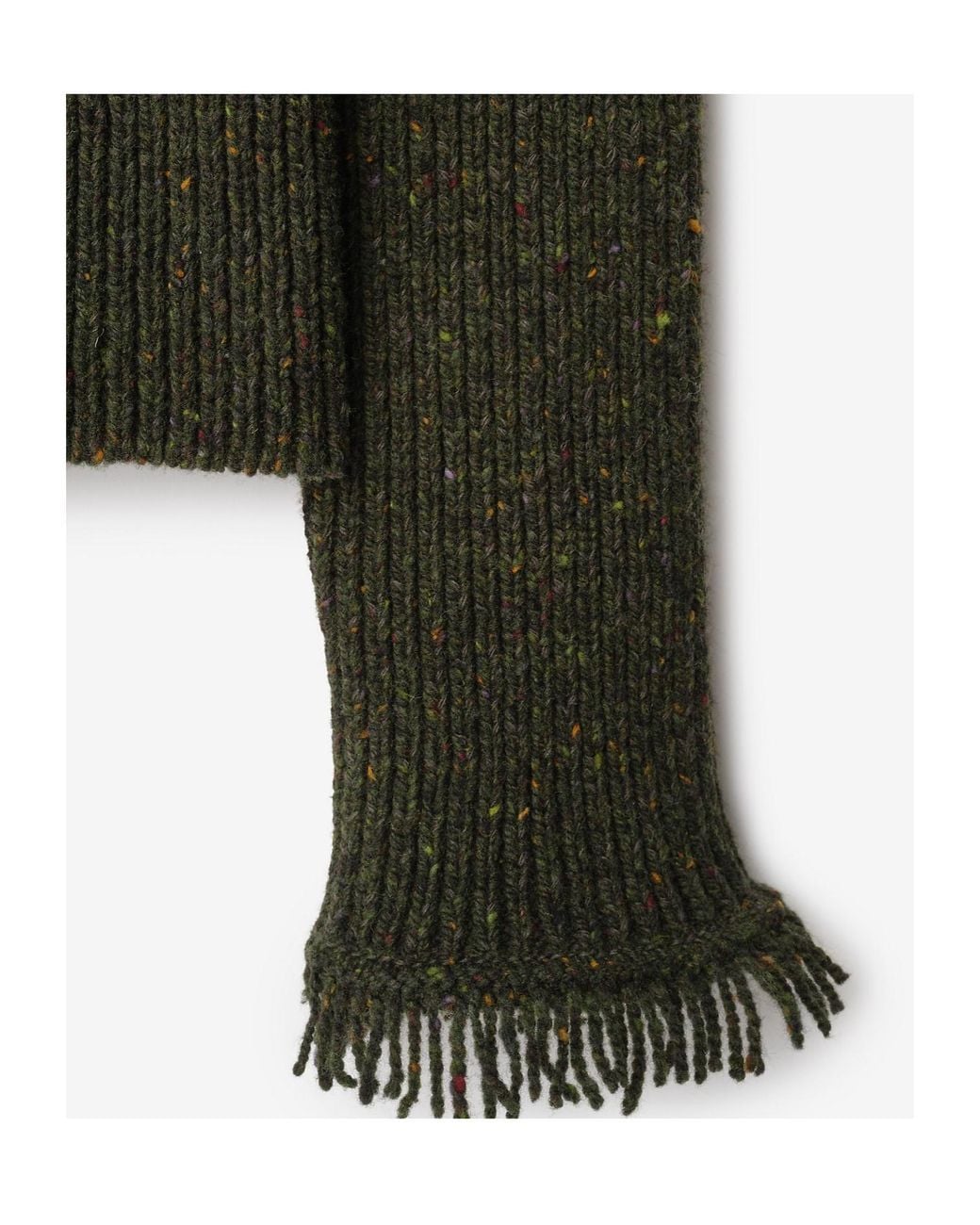 Burberry Green High-Neck Fringed-Edge Jumper