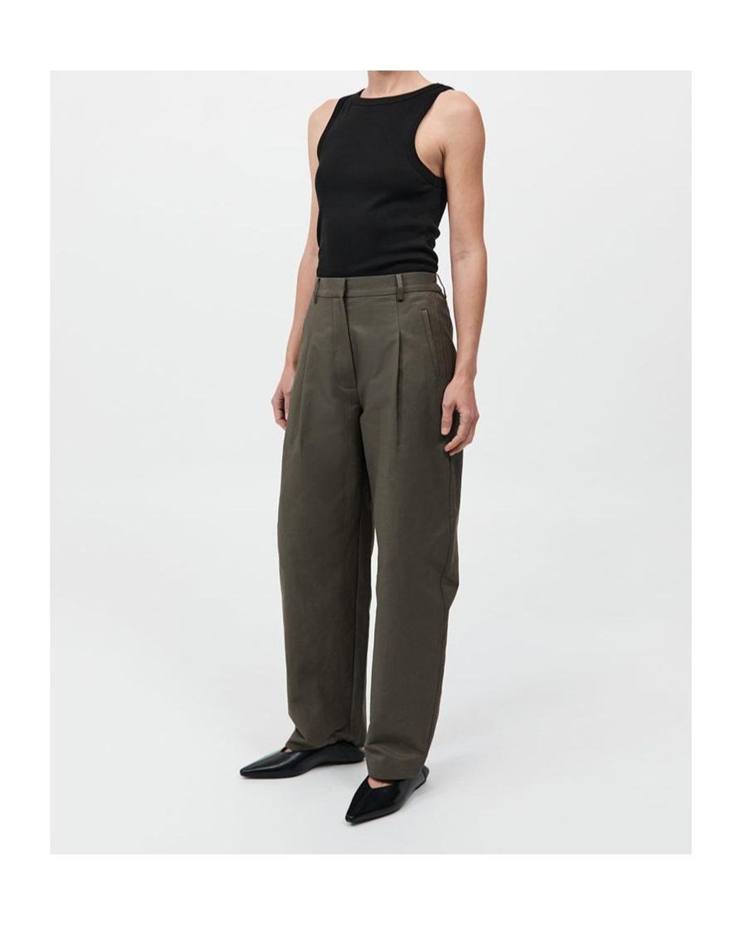 St. Agni Green Casual Pants With Belt Loops