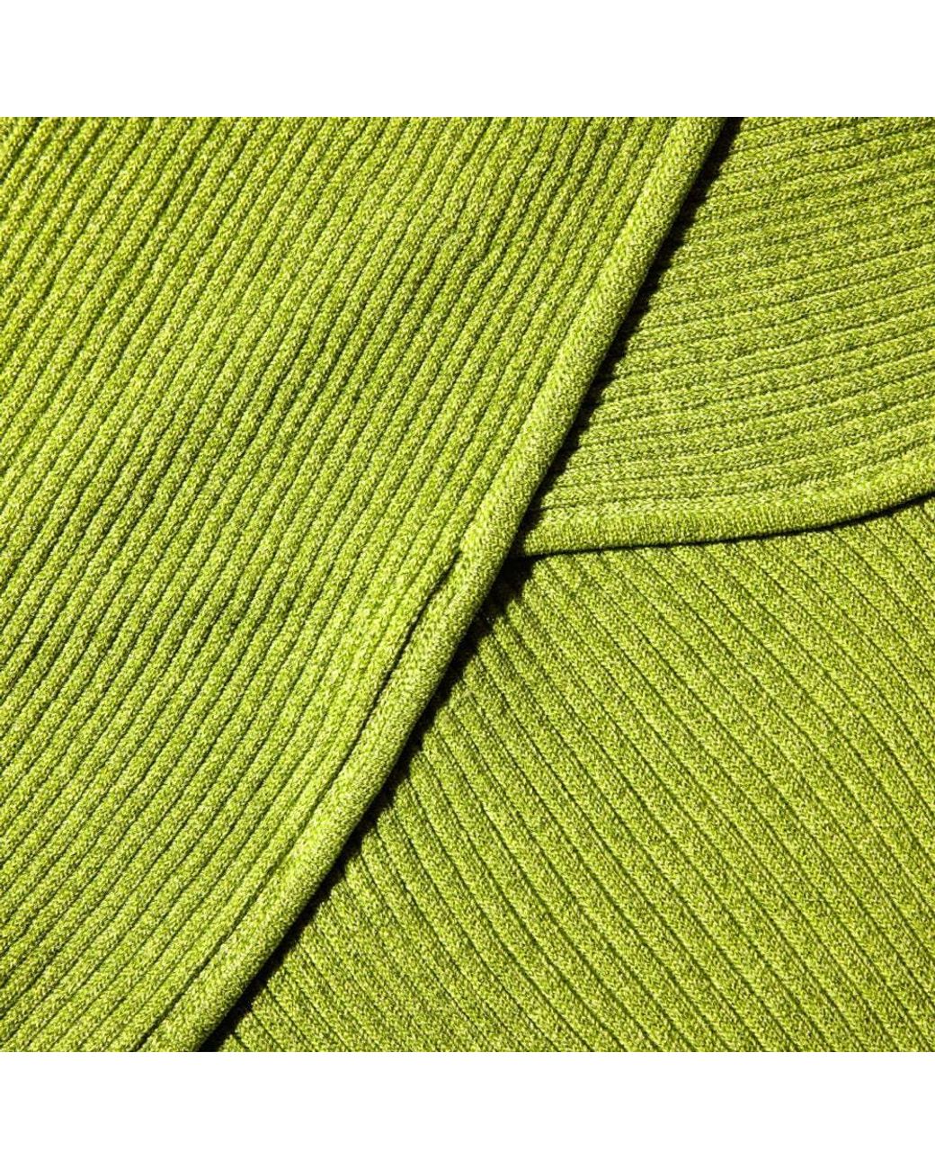 Self-Portrait Green Lurex Knitted Off-Shoulder Top