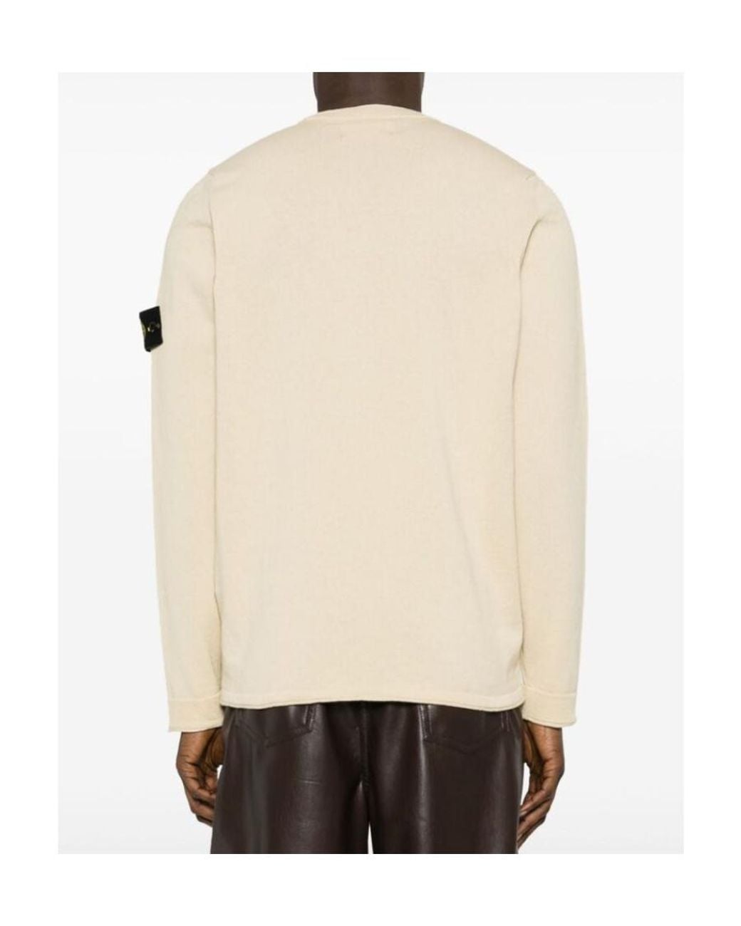 Stone Island White Compass Patch Crewneck Knitted Jumper for men