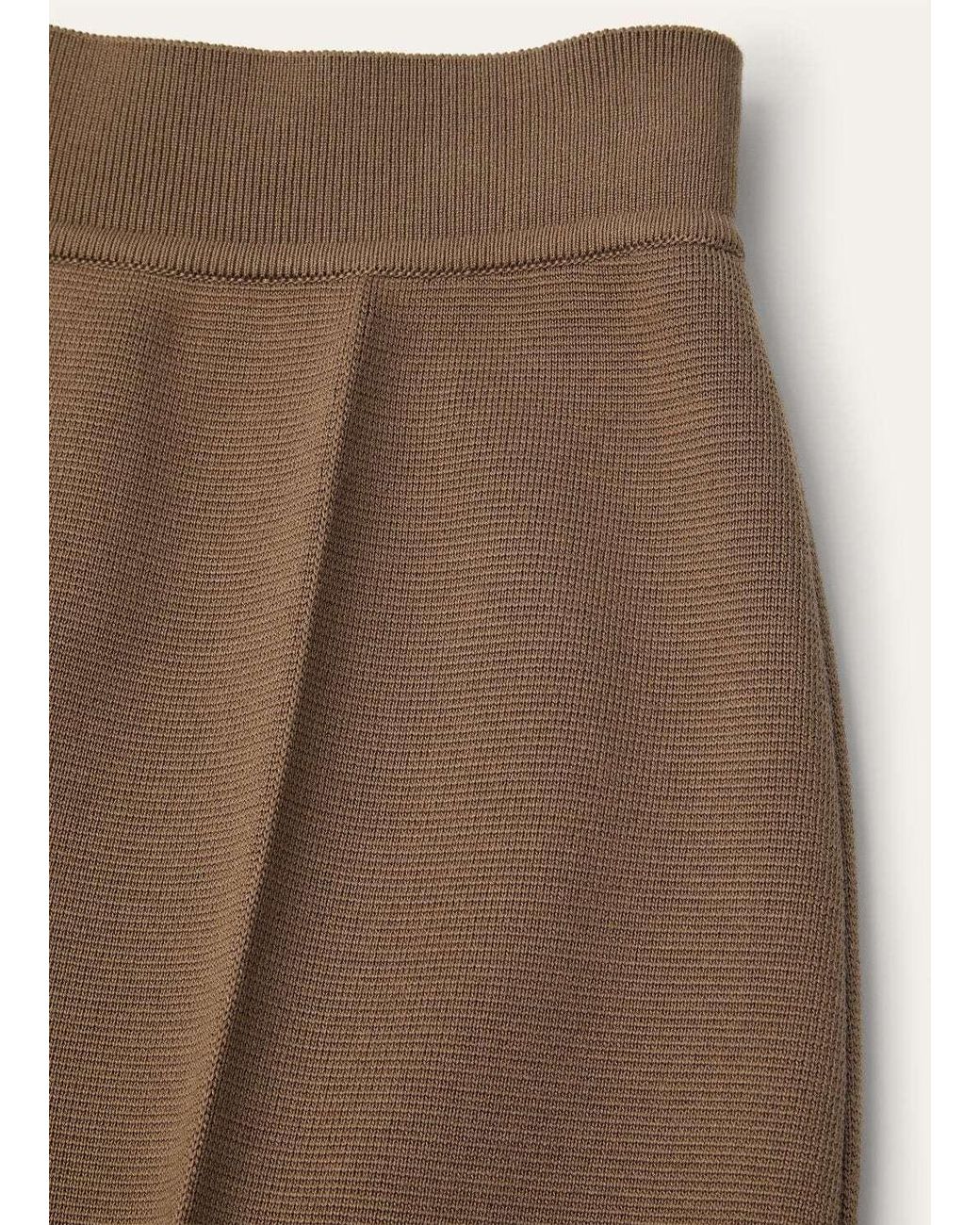 Loro Piana Brown Elastic Ribbed Waist Knitted Casual Pants