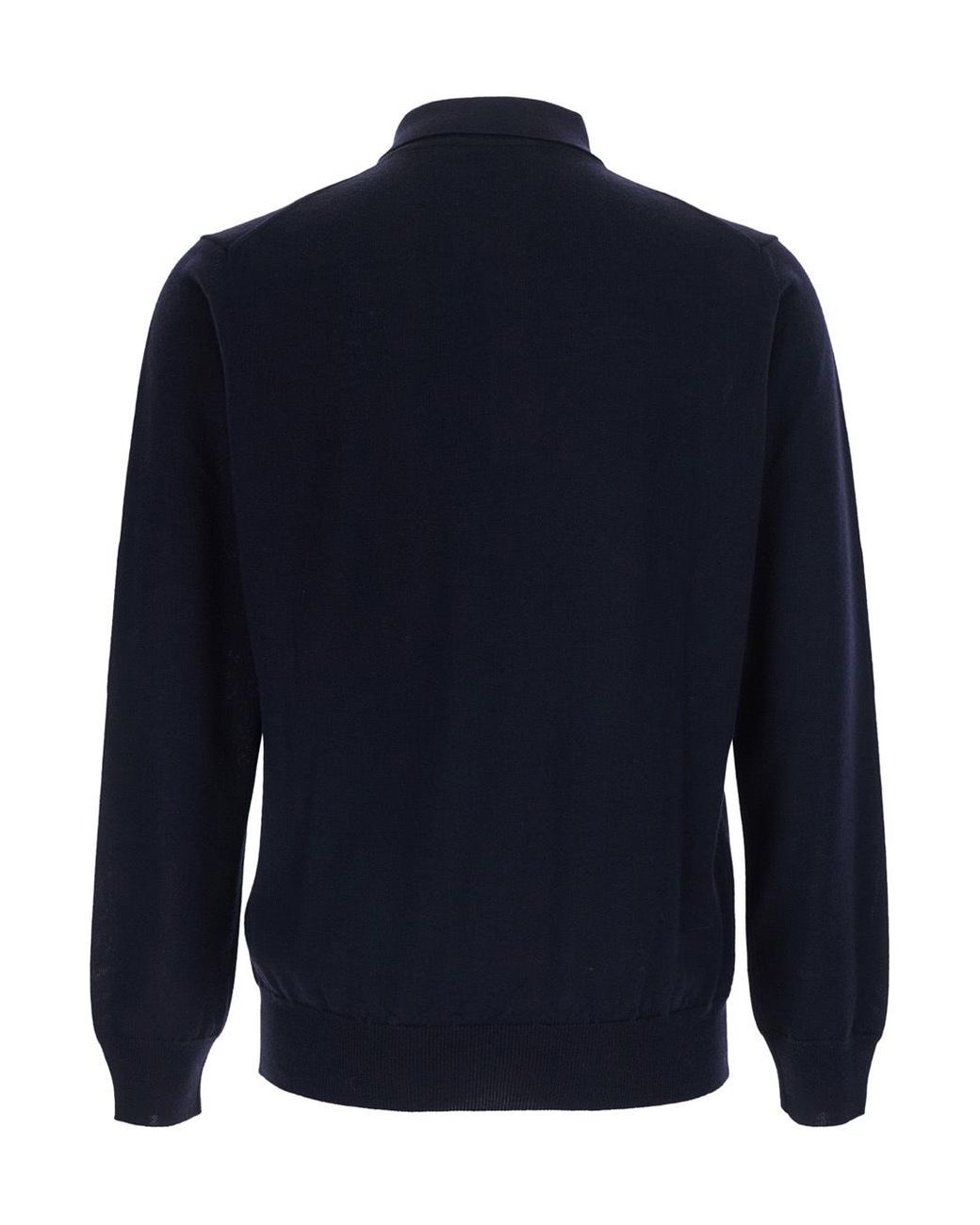Kangra Cashmere Blue Long-Sleeve Polo-Collar Sweater for men