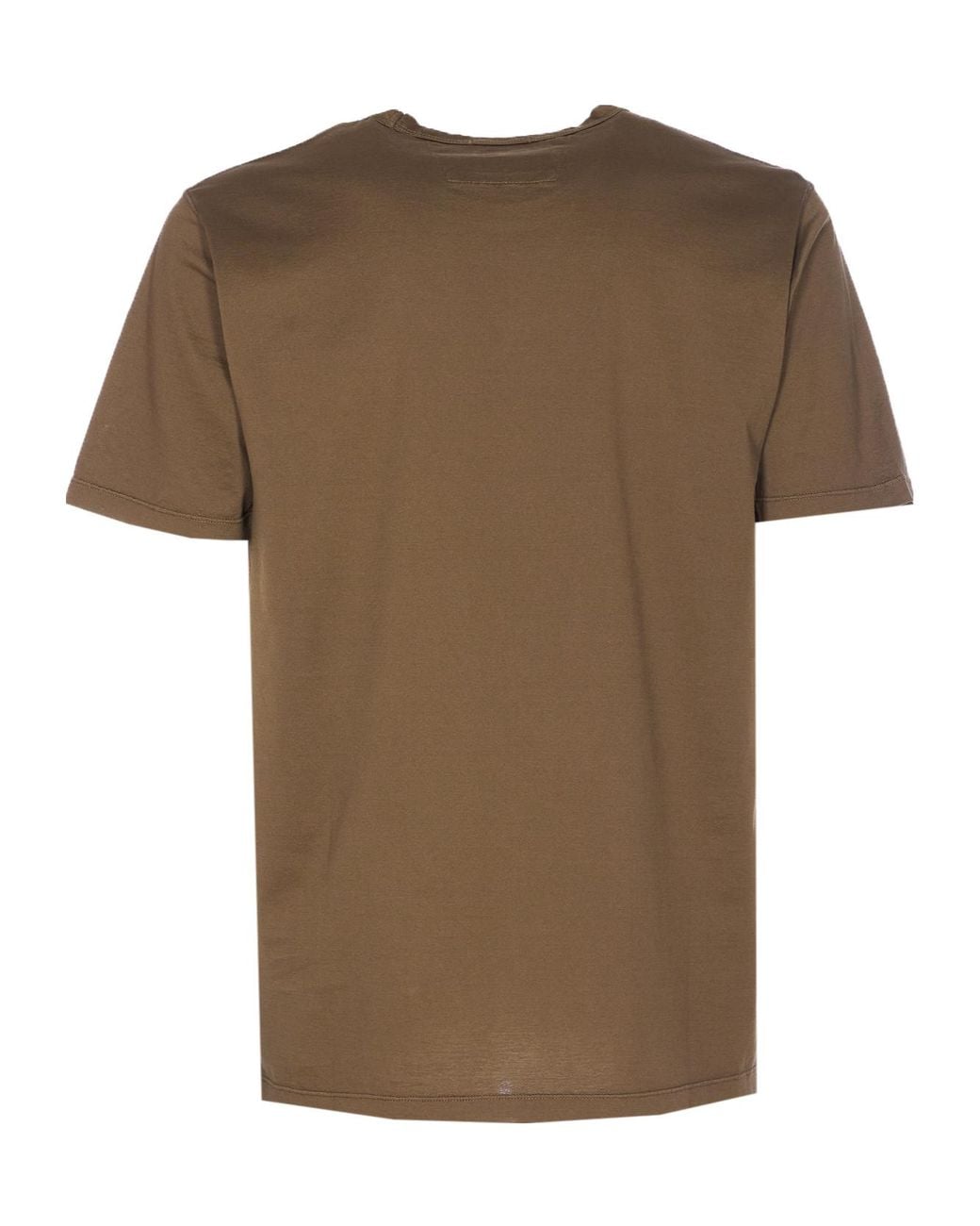 C P Company Brown Gasato Short Sleeved Logo Jersey T-Shirt for men