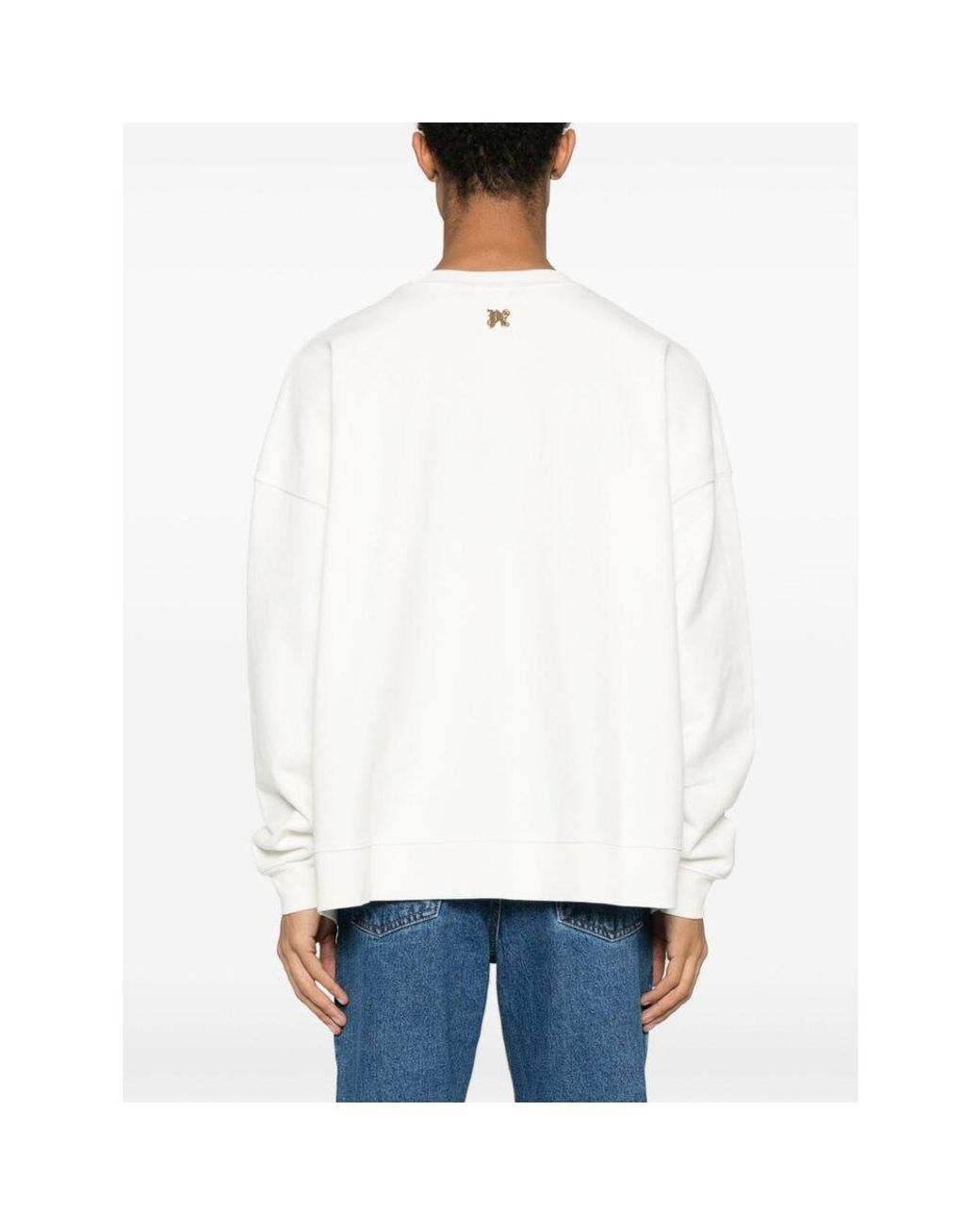 Palm Angels White Flamed Cotton Sweatshirt for men