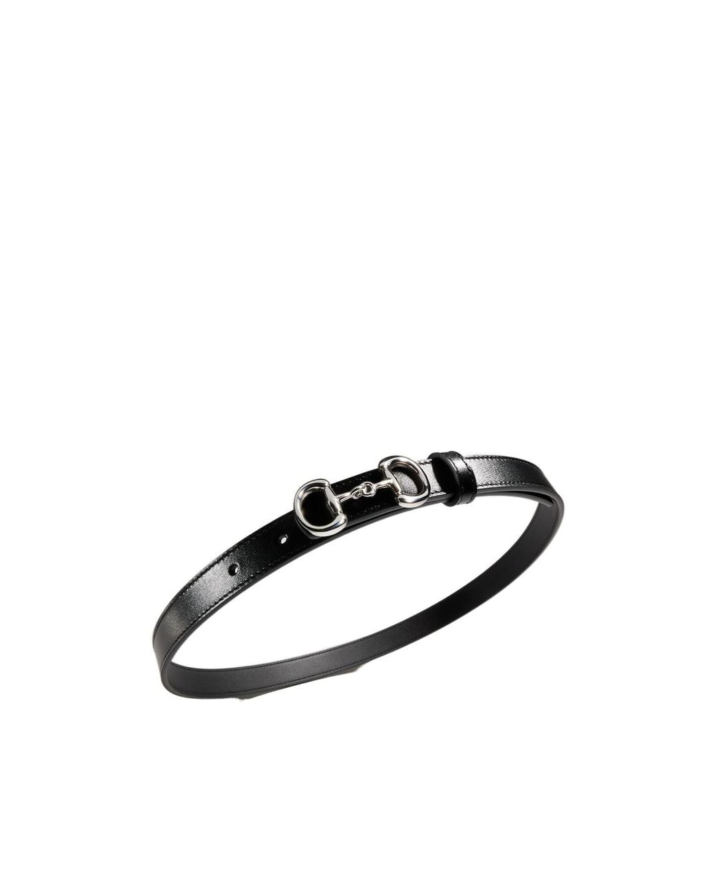Gucci Black Thin Belt With Horsebit Buckle