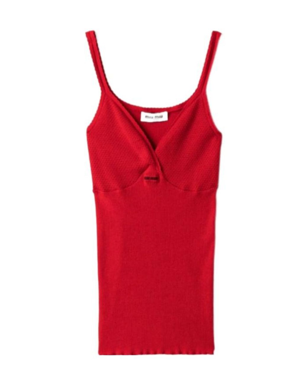 Miu Miu Red Cotton Knit Top
