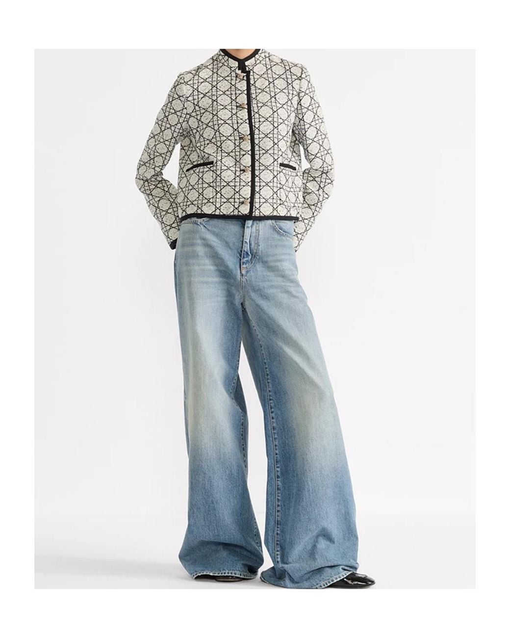 Dior White Christian Macrocannage Cropped Jacket