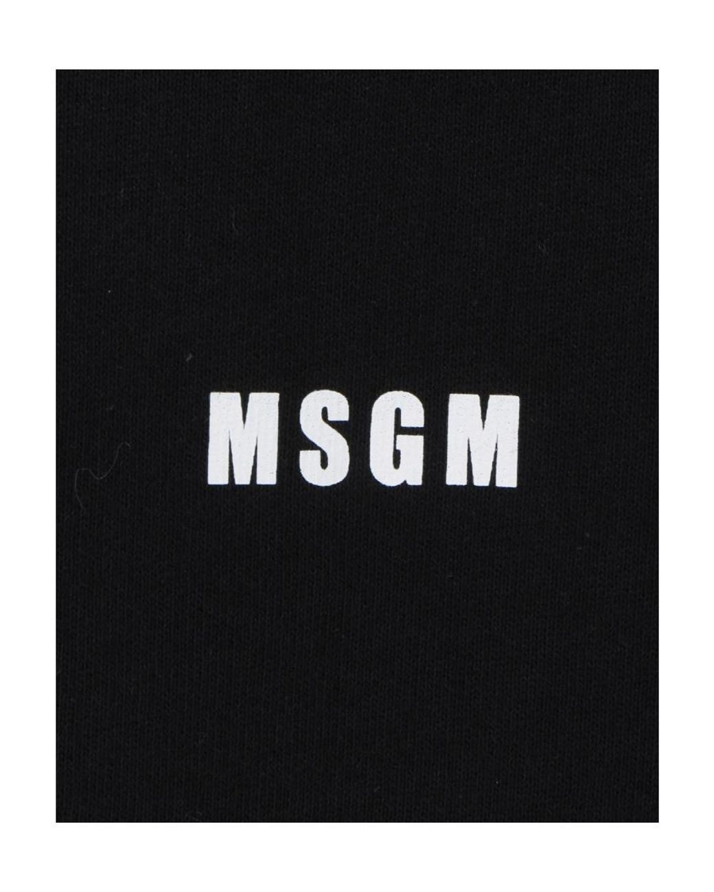 MSGM Black Logo Printed Crewneck Sweatshirt for men